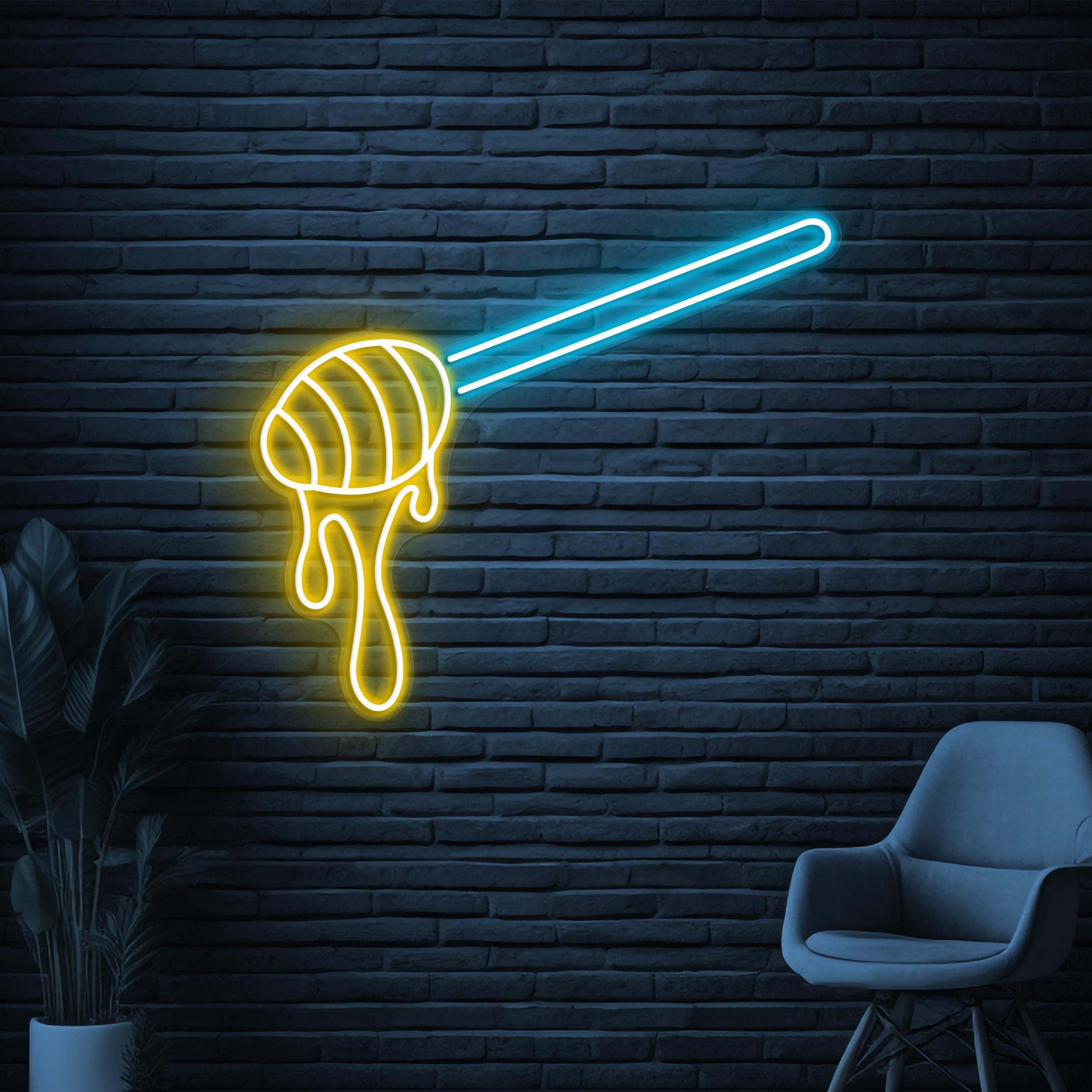 Honey Neon Sign, Honey LED Light, Honey Dipper Wall Decor, Honey Shop Wall Art, Cafe Neon Light, Sweet Treat Led Sign, Honey Lover Gift