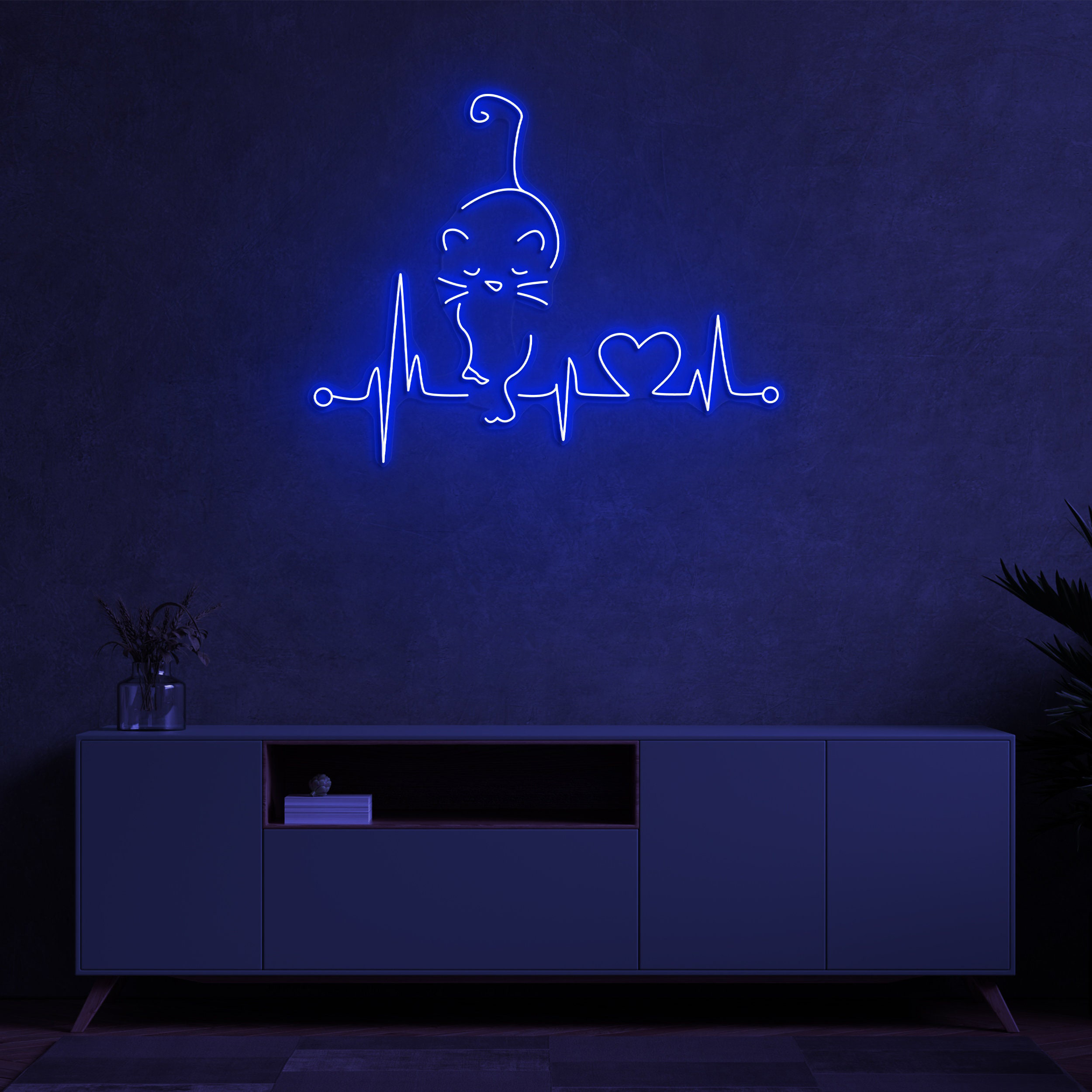 Heartbeat Cat Neon Sign, Heartbeat LED Light, CatBeat Neon Art, Cat Heartbeat Wall Decor Sign, Heartbeat Love Pet Decor, Heartbeat Wall Art