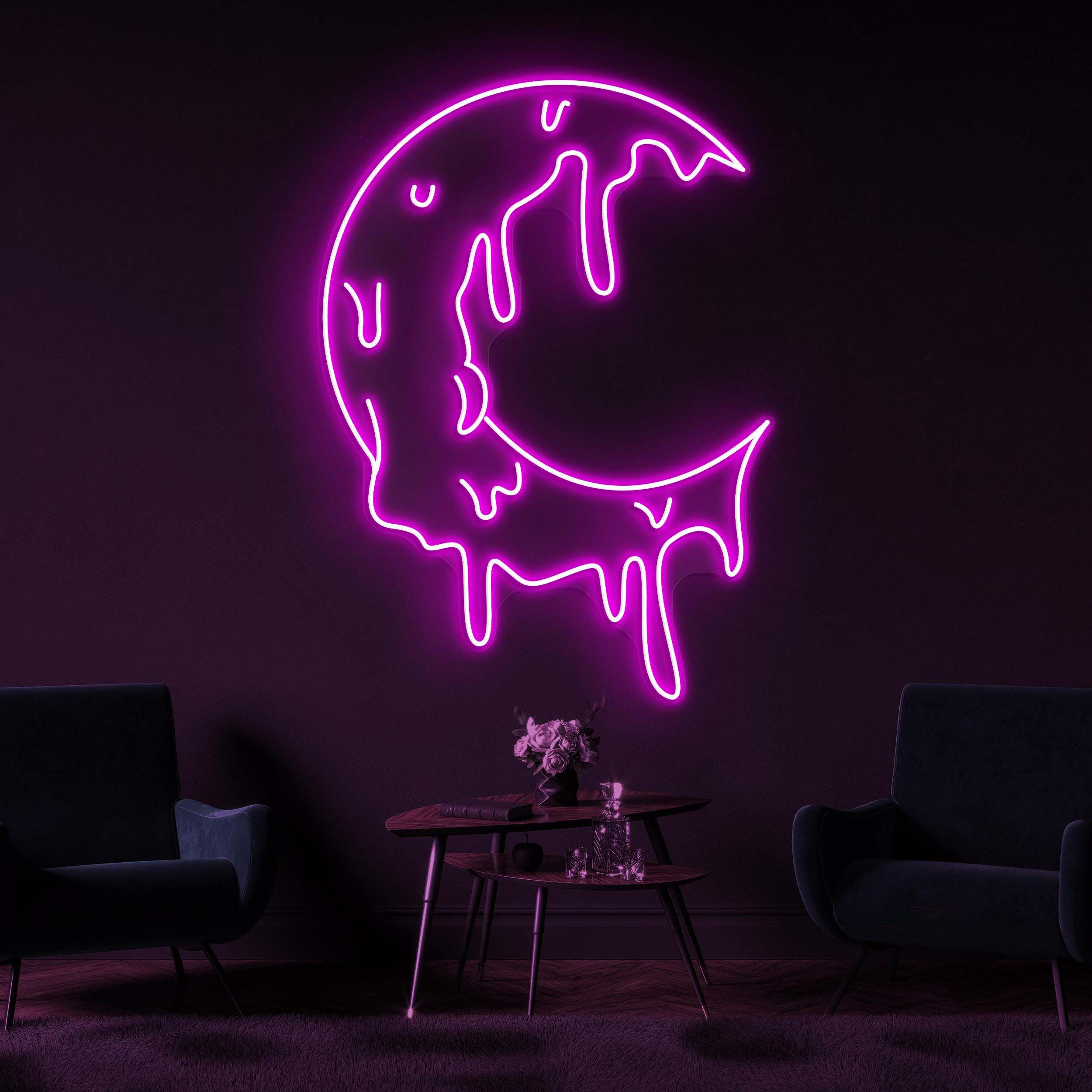 Melting Moon Neon Sign, Melting Moon LED Light, Dripping Crescent Wall Decor, Dripping Moon Wall Art, Nursery Room Neon Light, Home Decor