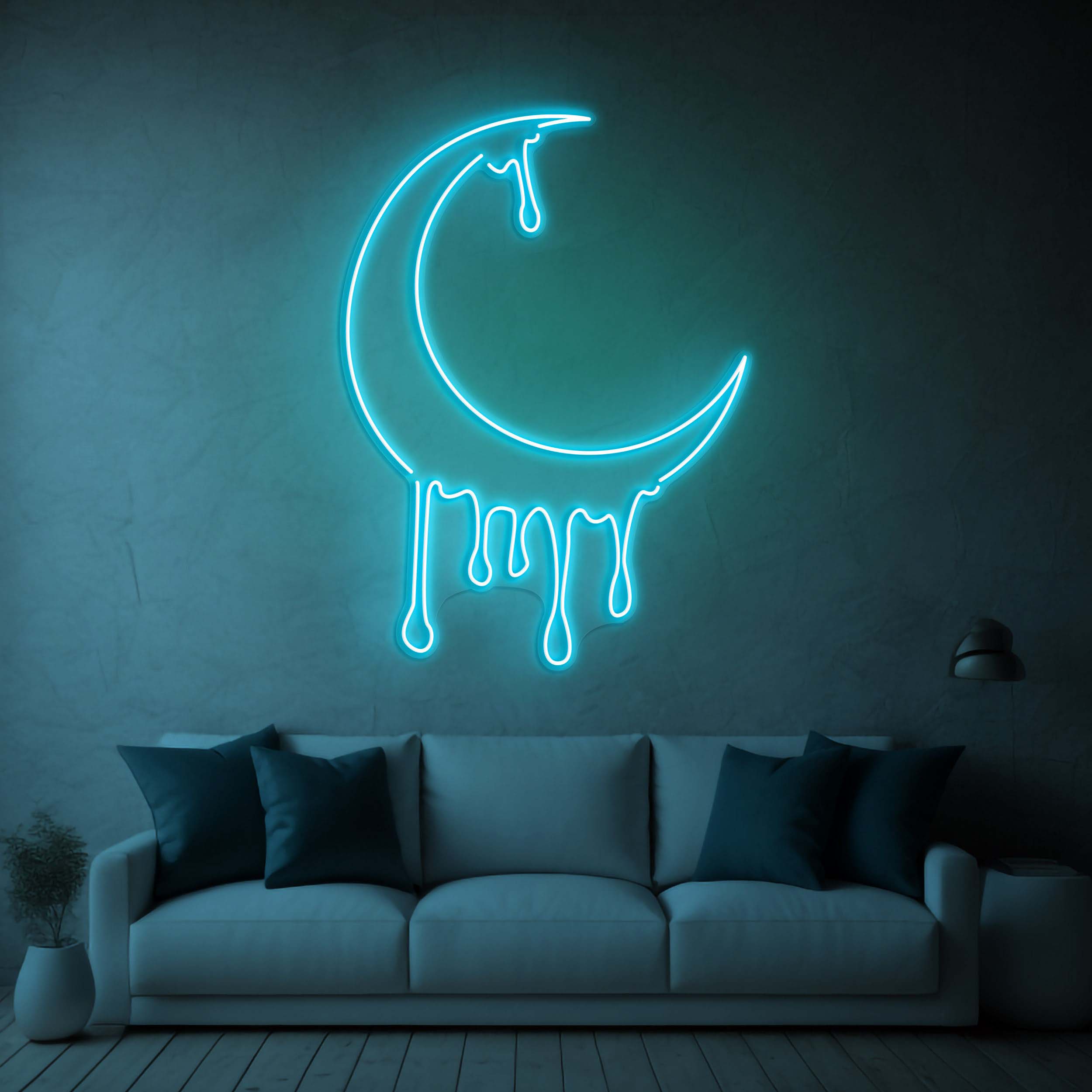 Moon Dipping Neon Sign, Dripping Moon LED Art, Melting Moon Neon Light, Crescent Moon Night Light, Wedding Gift, Kids Room Wall Art Sign