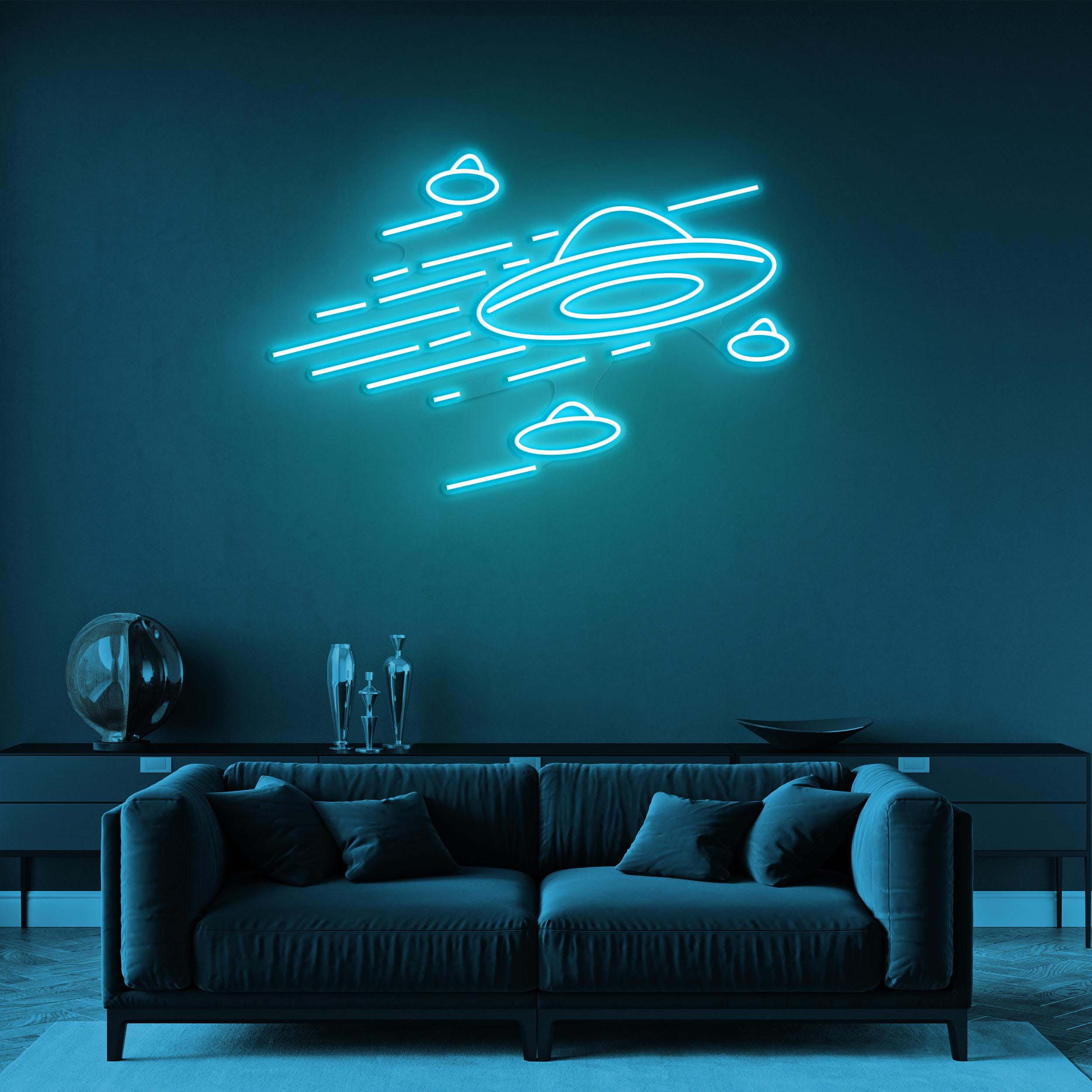 UFO Neon Sign, UFO Led Light, Flying Saucer LED Neon Art, Home Wall Decor, Custom Neon Sign, Game and Kids Room Decor, Alien Abduction, Gift