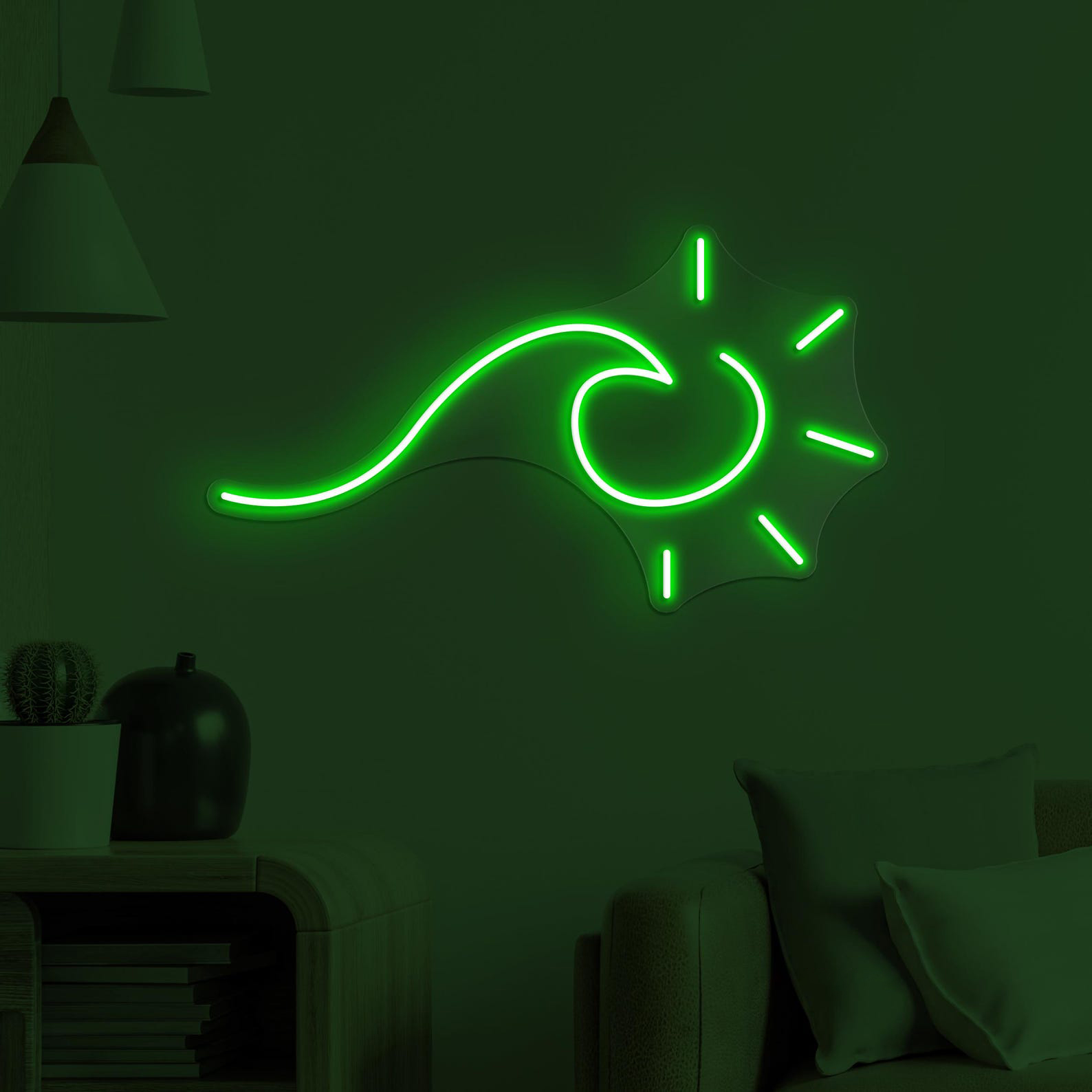 Wave With Sun Neon Sign, Wave With Sun LED Light, Wave & Sun Wall Decor, Beach Wall Art, Summer Vibes Neon Light, Kids Room Wall Decor