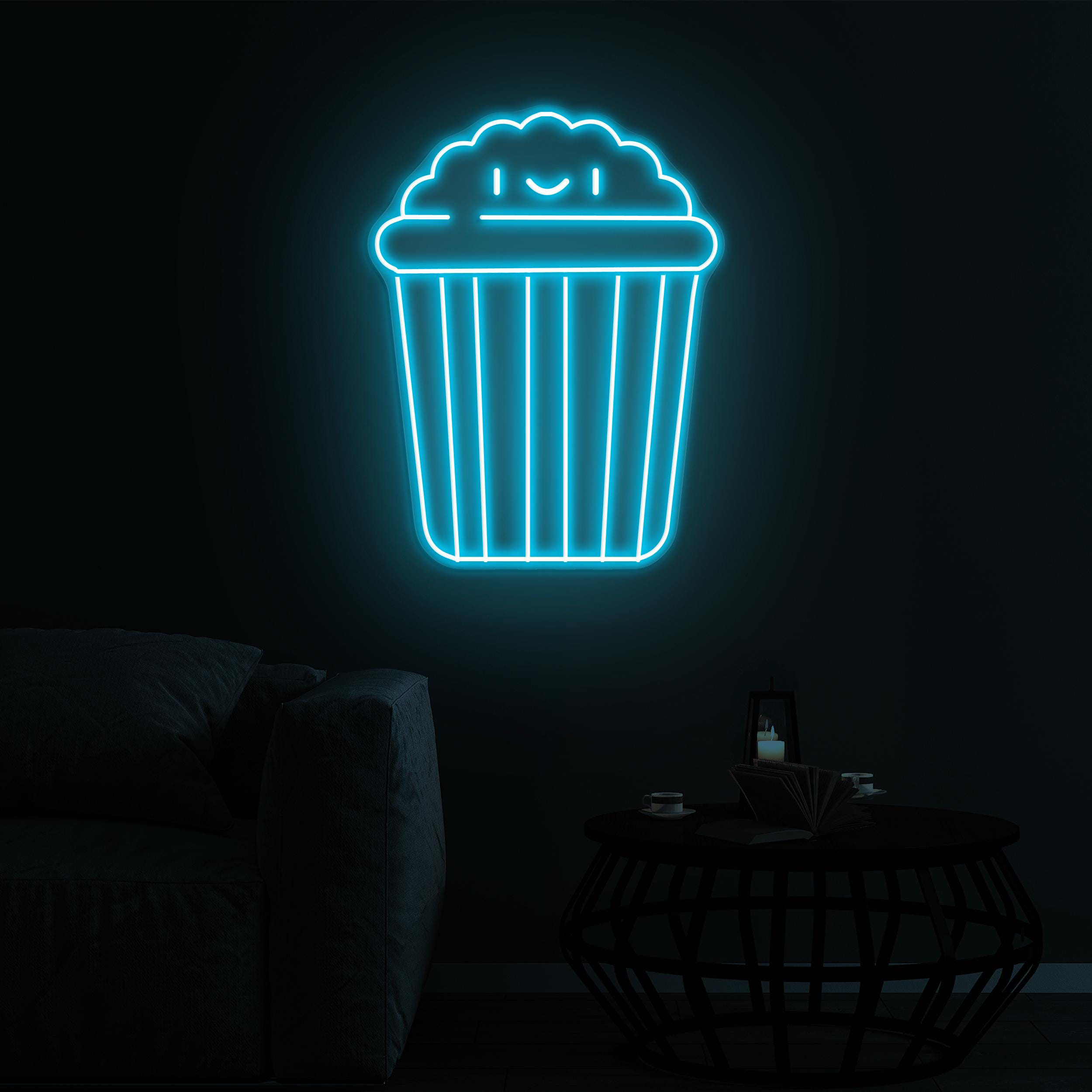 Popcorn Face Neon Sign, Popcorn LED Sign, Popcorn Face LED Neon Art, Home Wall Decor, Cinema Food Bar Decor, Movie Time Light, Snack Bar Art