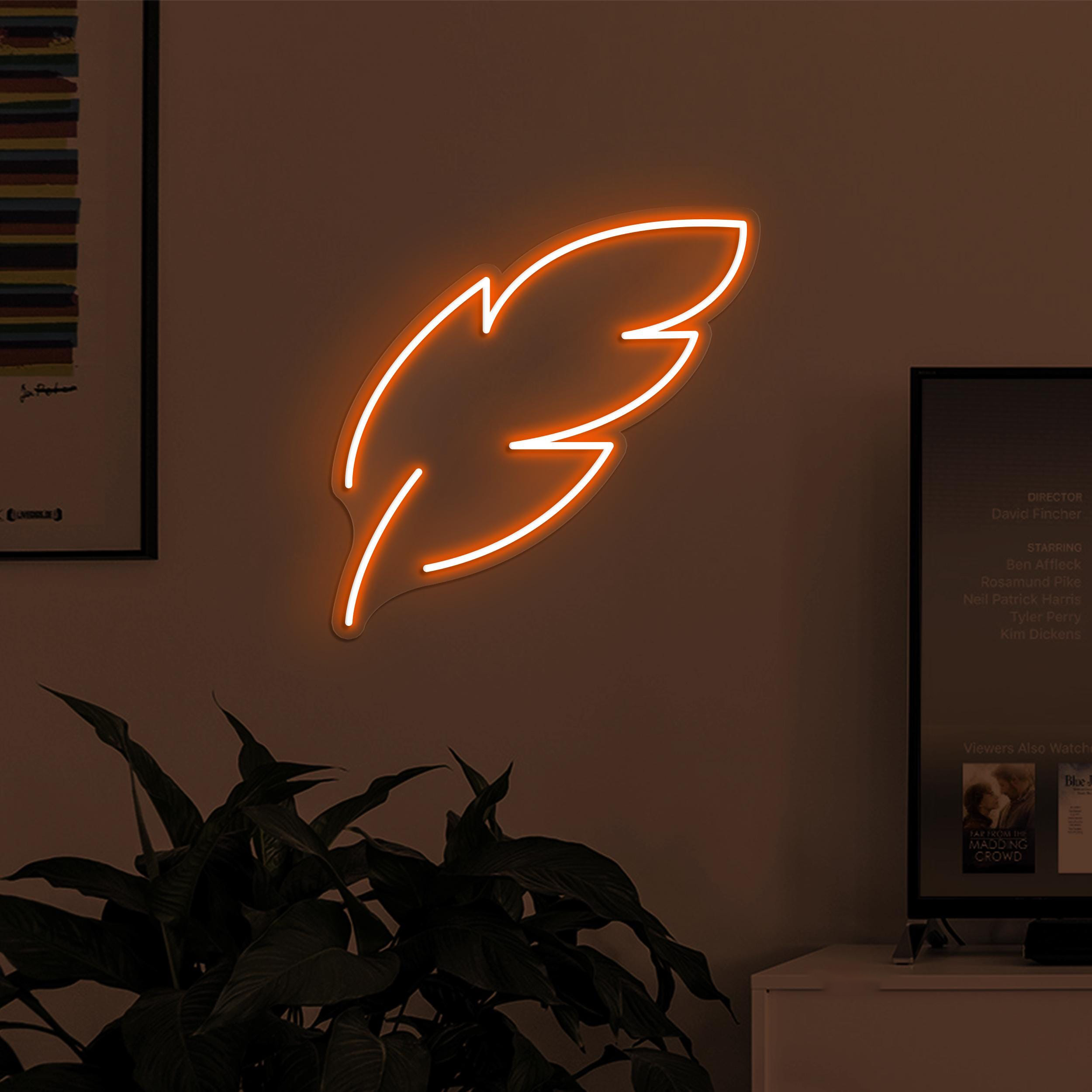 Feather Neon Sign, Feather LED Light, Home Wall Decor, Leaf Wall Art, Nature Neon Sign, Bedroom Neon Light, Minimalist Neon Art, Custom Sign