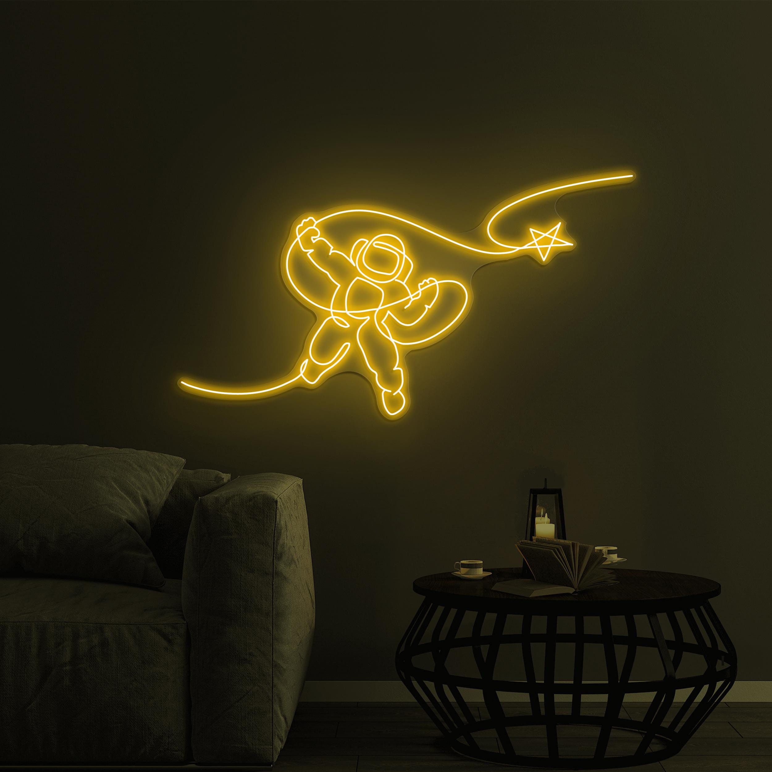 Astronaut Reaching Star Neon Sign, Astronaut Star LED Light, Astronaut Reaching Star LED Art, Home Wall Sign, Game Room Art, Astronaut Lover