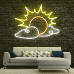 Sun and Cloud Neon Sign, LED Sun Neon Sign, Cloud Neon Light for Wall Decor, Bedroom or Nursery, Sun and Cloud Neon Art, Led Room Wall Decor