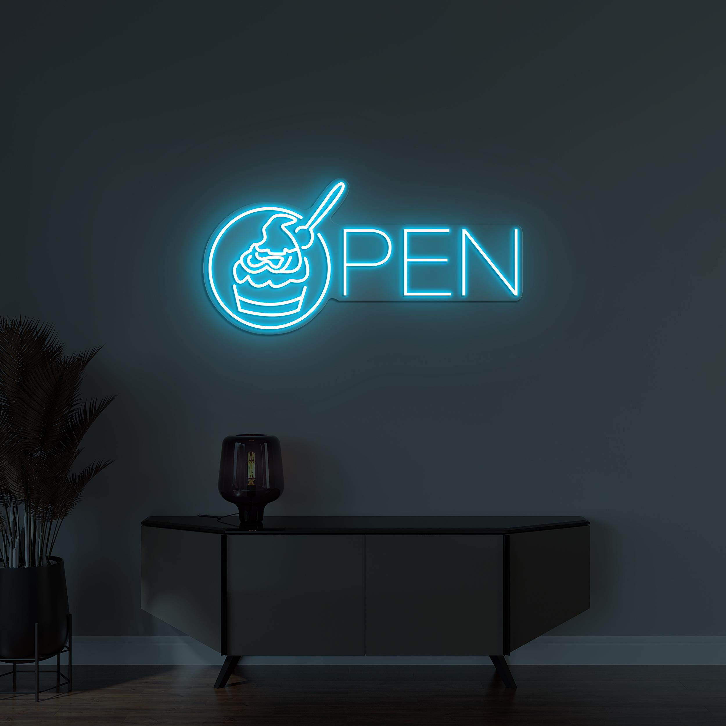 Cupcake Open Neon Sign, Cupcake Open LED Light, Cake Shop Wall Art, Business Logo Sign, Sweet Shop Neon Art, Dessert Shop Decor, Custom Sign