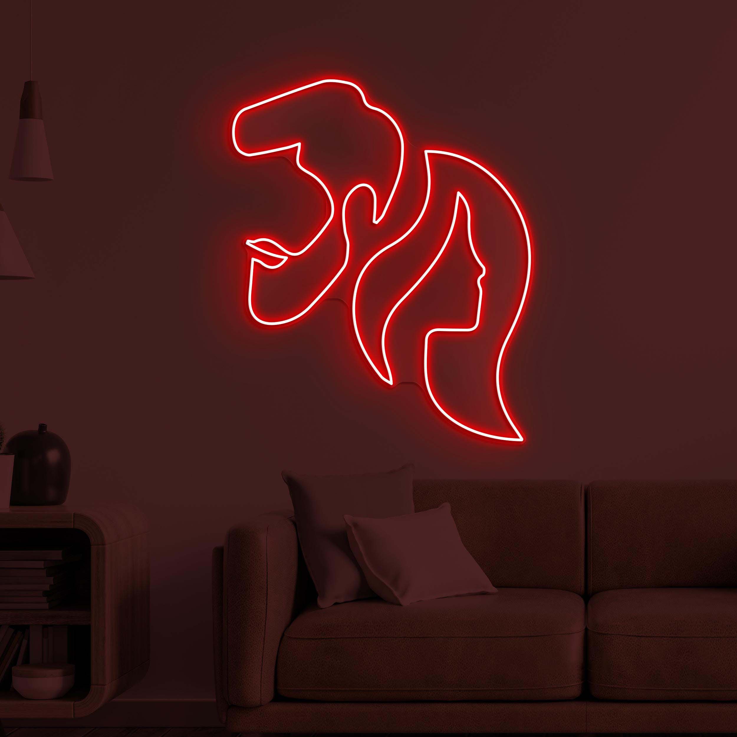 Couple Face Neon Sign, Couple Face LED Light, Love Outline Wall Decor, Silhouette Kiss Wall Art, Couple Room Neon Light, Home Wall Decor