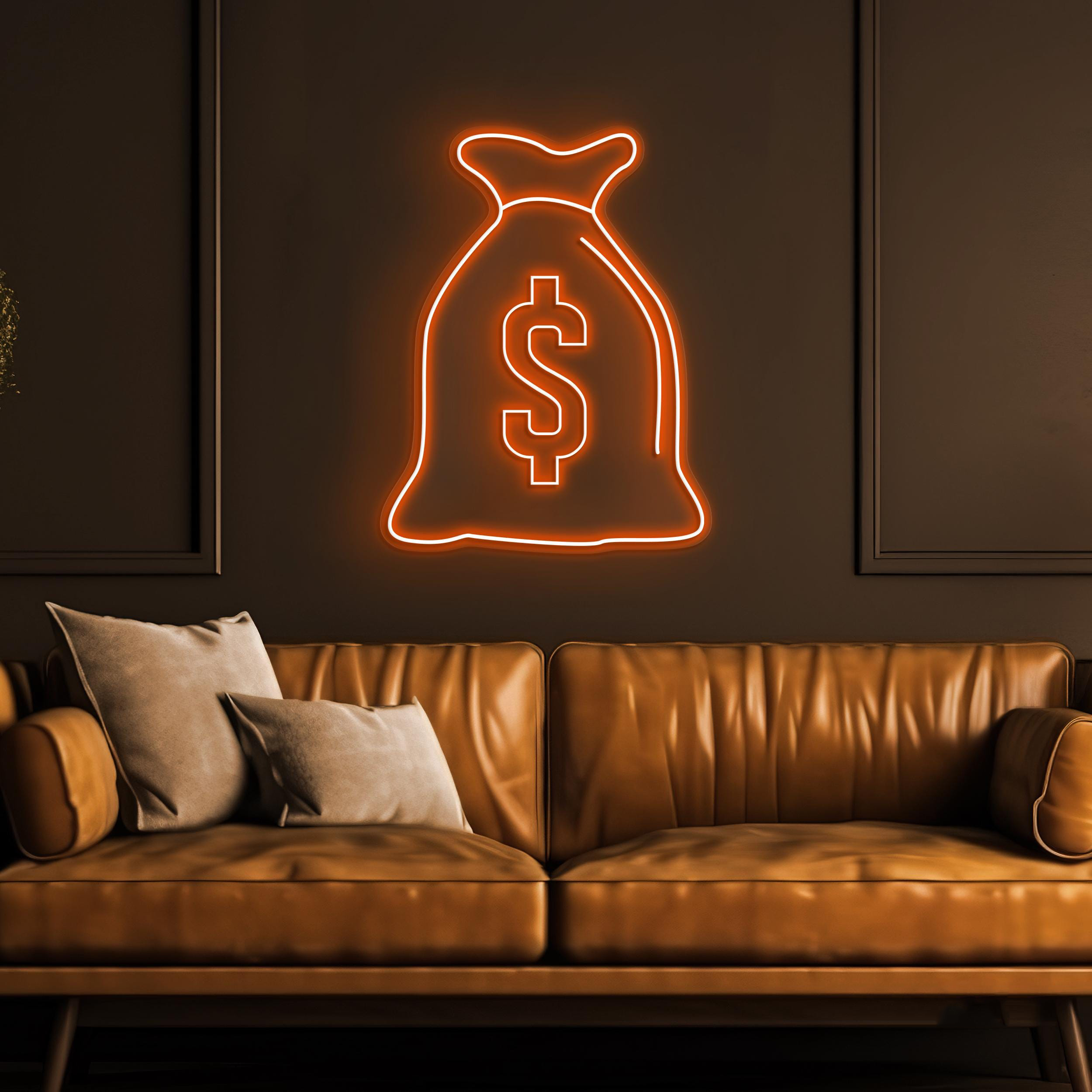 Money Bag Neon Sign, Money Bag LED Light, Office Wall Decor, Dollar Bag Wall Art, Money Dollar Led Sign, Business Neon Light, Cash Decor