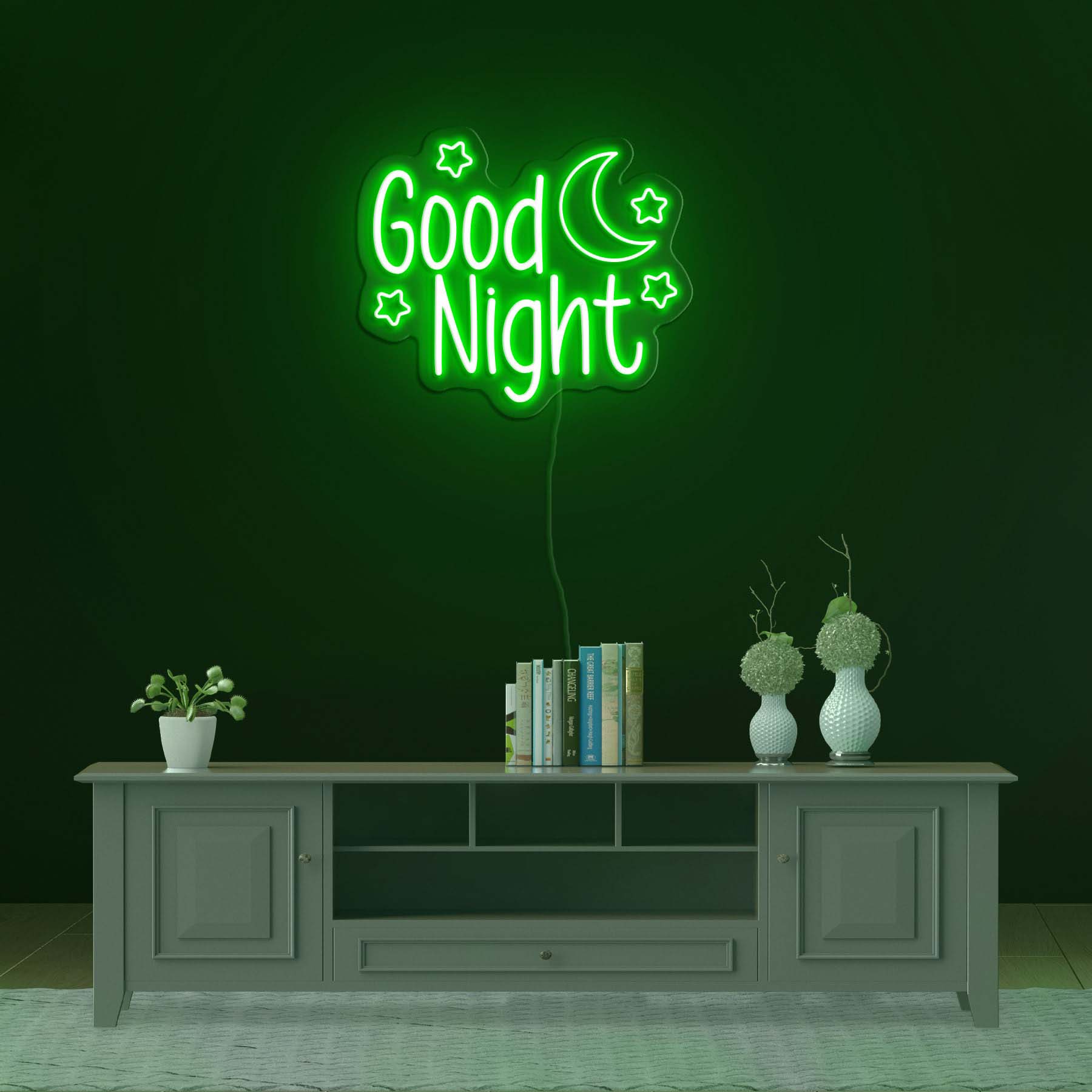 Good Night with Star and Moon Neon Sign, Dreamy Wall Decor for Bedroom, LED Nightlight, Bedroom Decor, Wedding Gift, Moon Night Light