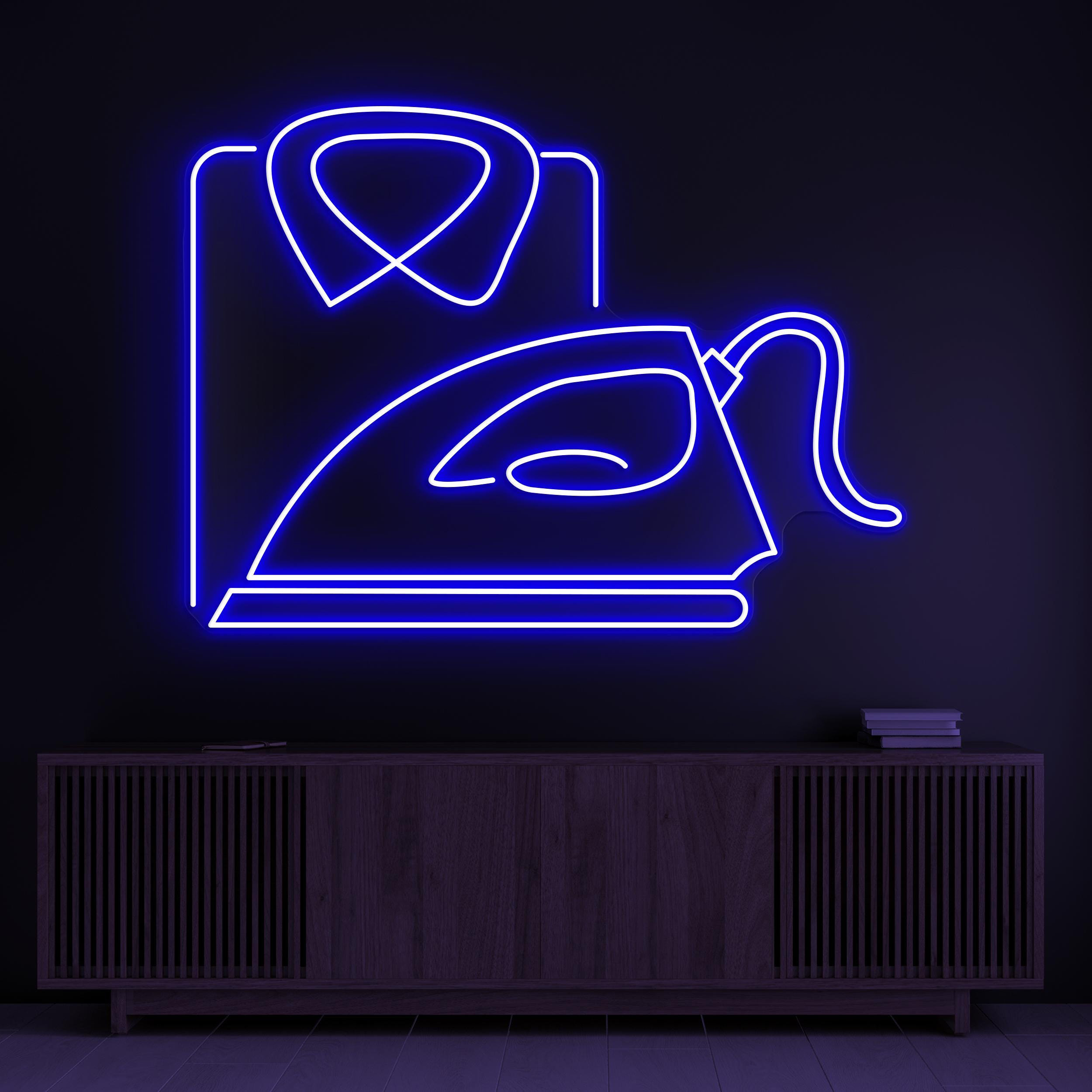 Iron & Shirt Neon Sign, Iron and Shirt LED Light, Laundry Press Wall Decor, Garment Shop Neon Light, Clothing Iron Wall Art, Led Neon Art