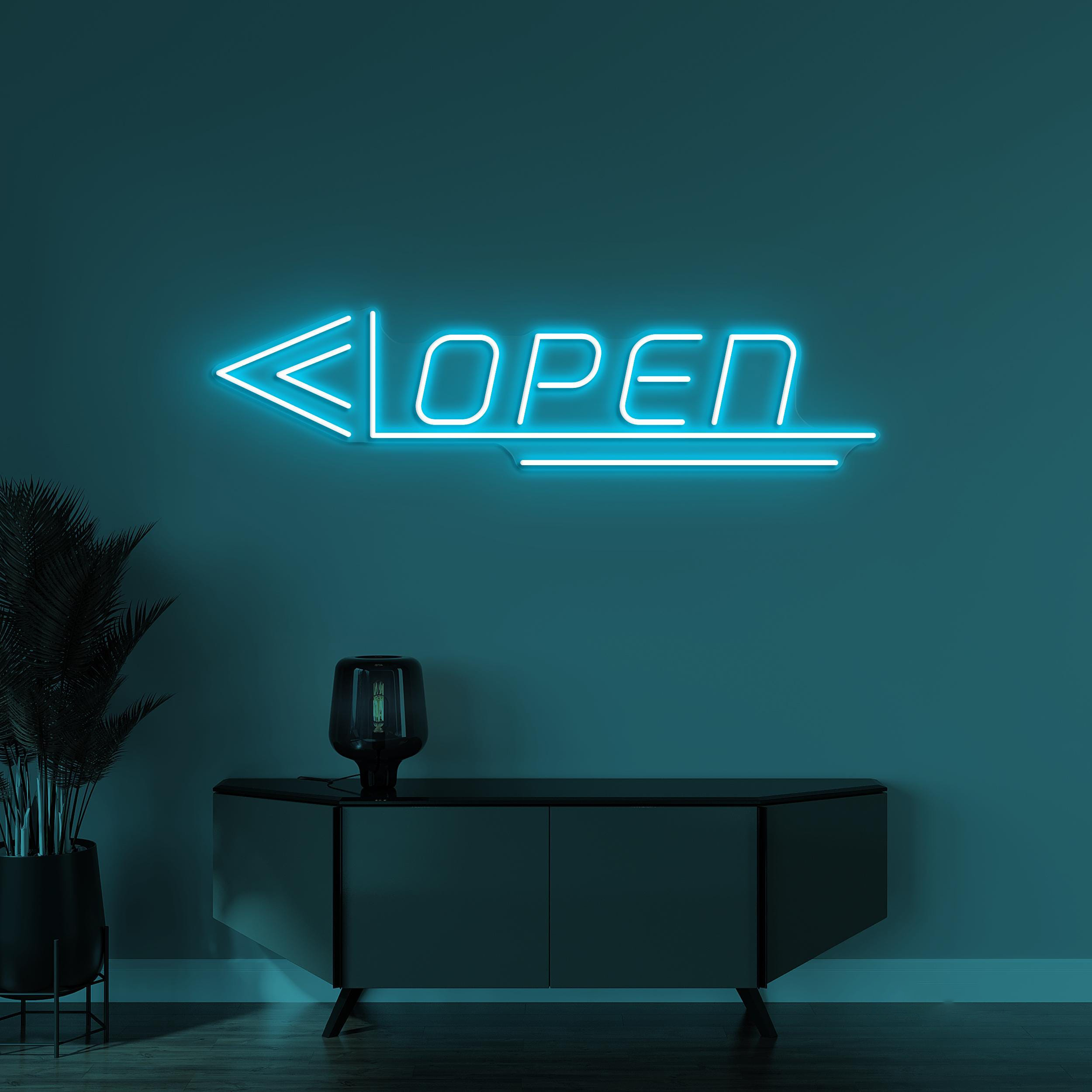 Open Neon Sign, Open LED Light, Open Arrow Wall Decor, Business Logo Wall Art, Directional Open Neon Sign, Personalized Open Neon Sign