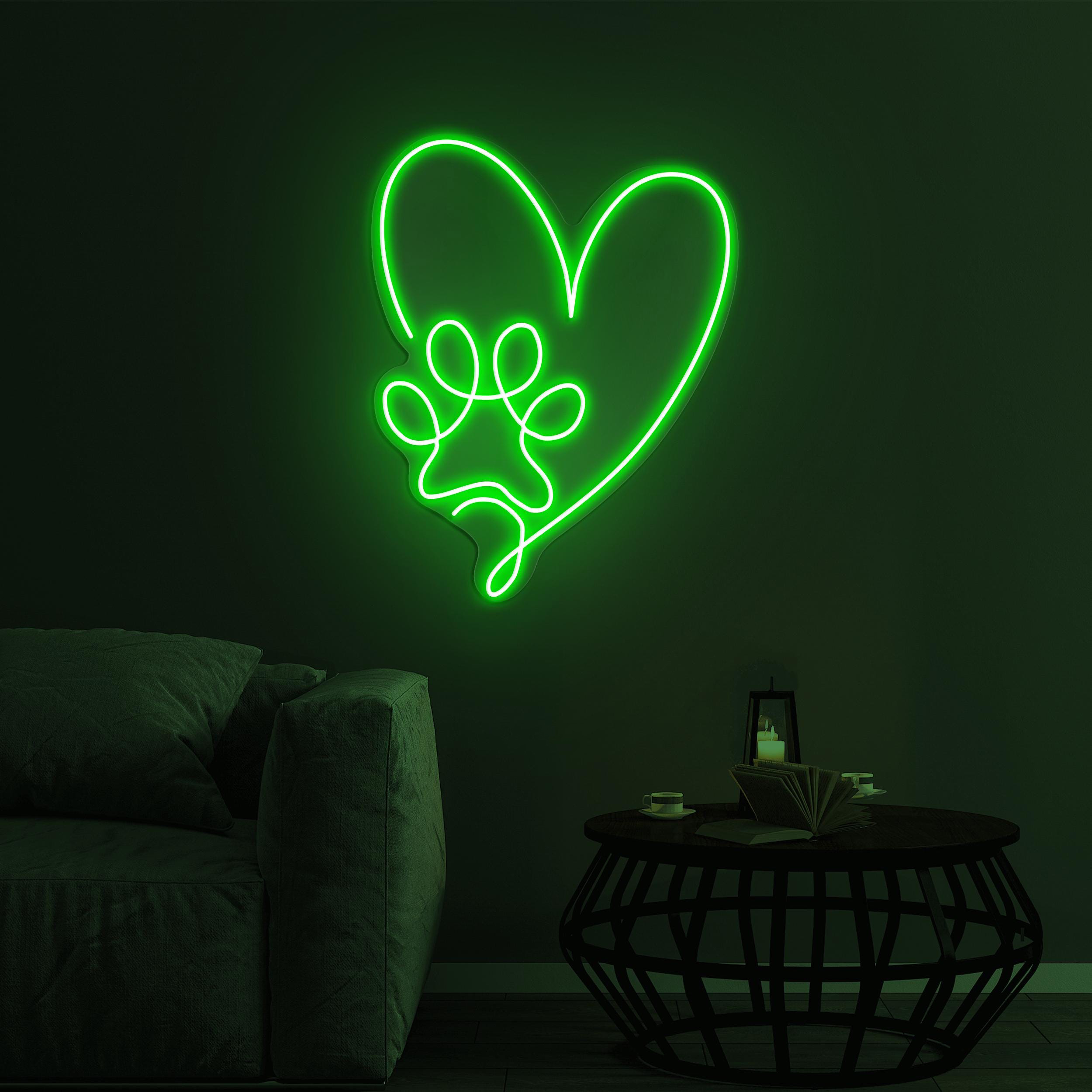 Heart Dog Paw Neon Sign, Heart and Paw LED Light, Pet Store Wall Decor, Pet Spa Neon Sign, Custom Neon Sign, Dog Lover Gift, Home Wall Decor
