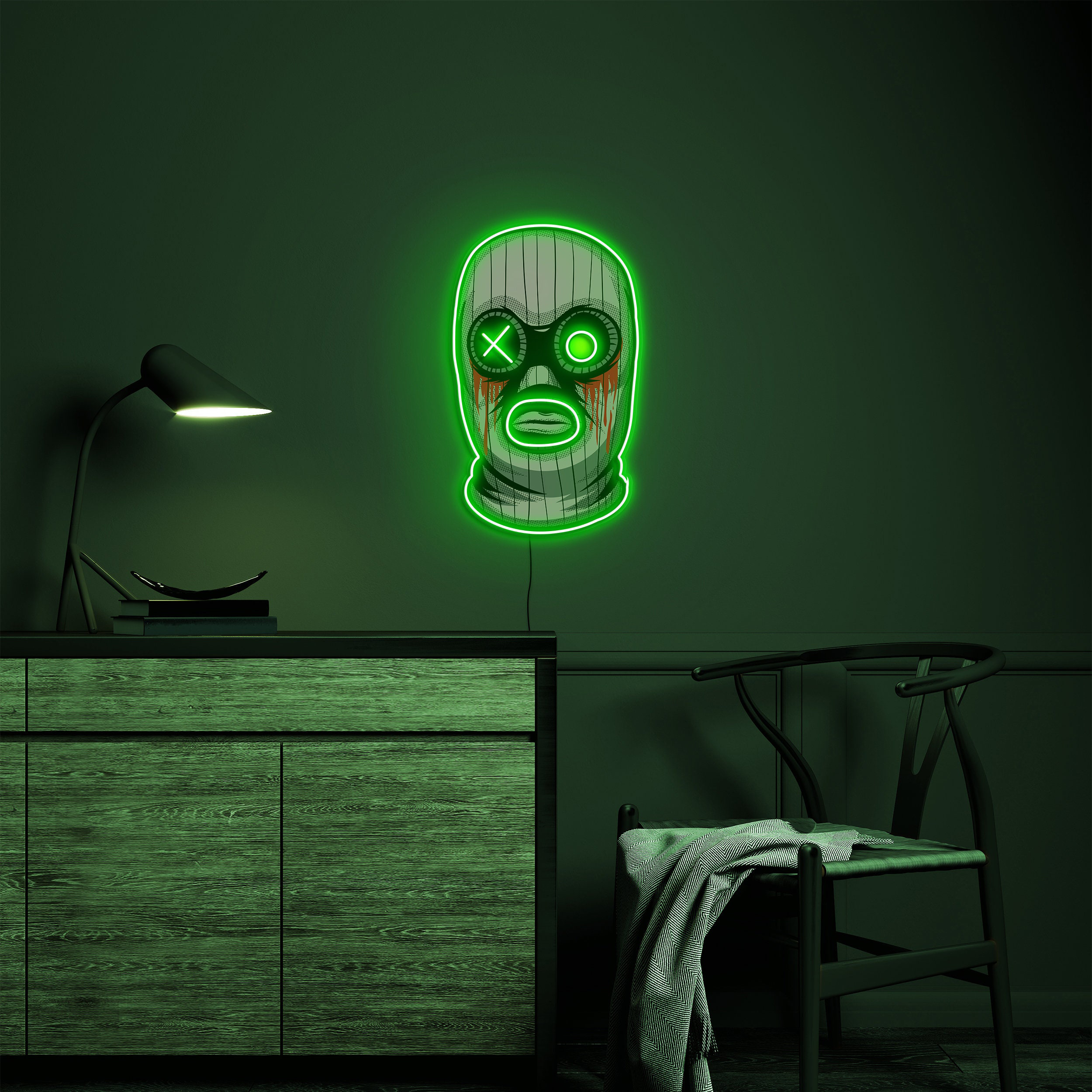 Mask Neon Sign, Led Neon pop Art, Halloween Mask LED Sign, Neon Wall Art, Robber Mask Light for Game Room, Birthday, Gift for Boys, Gamers