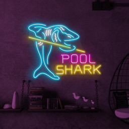 Shark Neon Sign, Pool Shark LED Light, Ocean Shark Neon Sign, Billiard Wall Decor, Kids Room Wall Art, Fish Shop Decor, Sea Food Restaurant