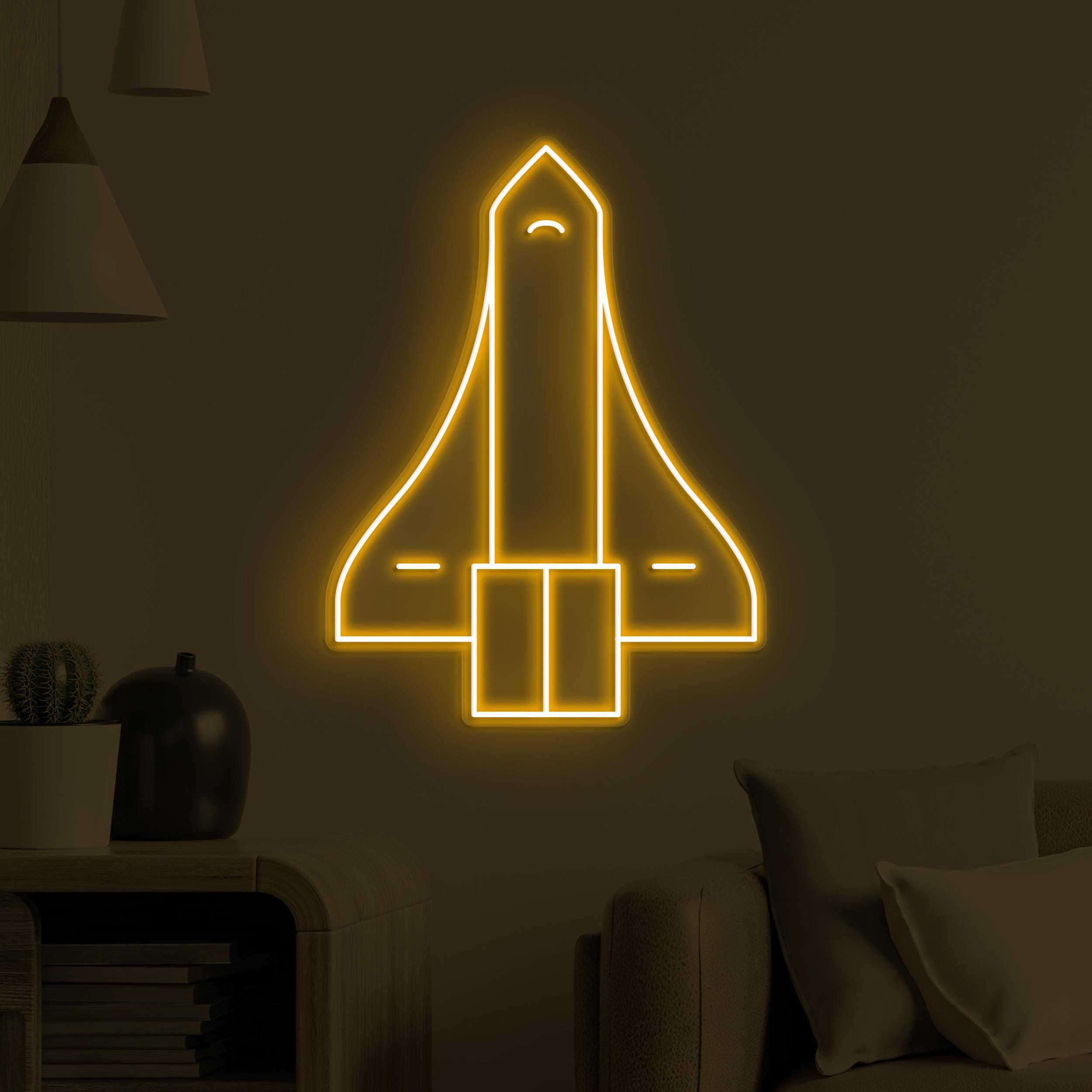 Space Shuttle Neon Sign, Space Shuttle LED Light, Rocket Ship Wall Art, Space Flight Sign, Kids Room Wall Decor, Gaming Room Neon Light