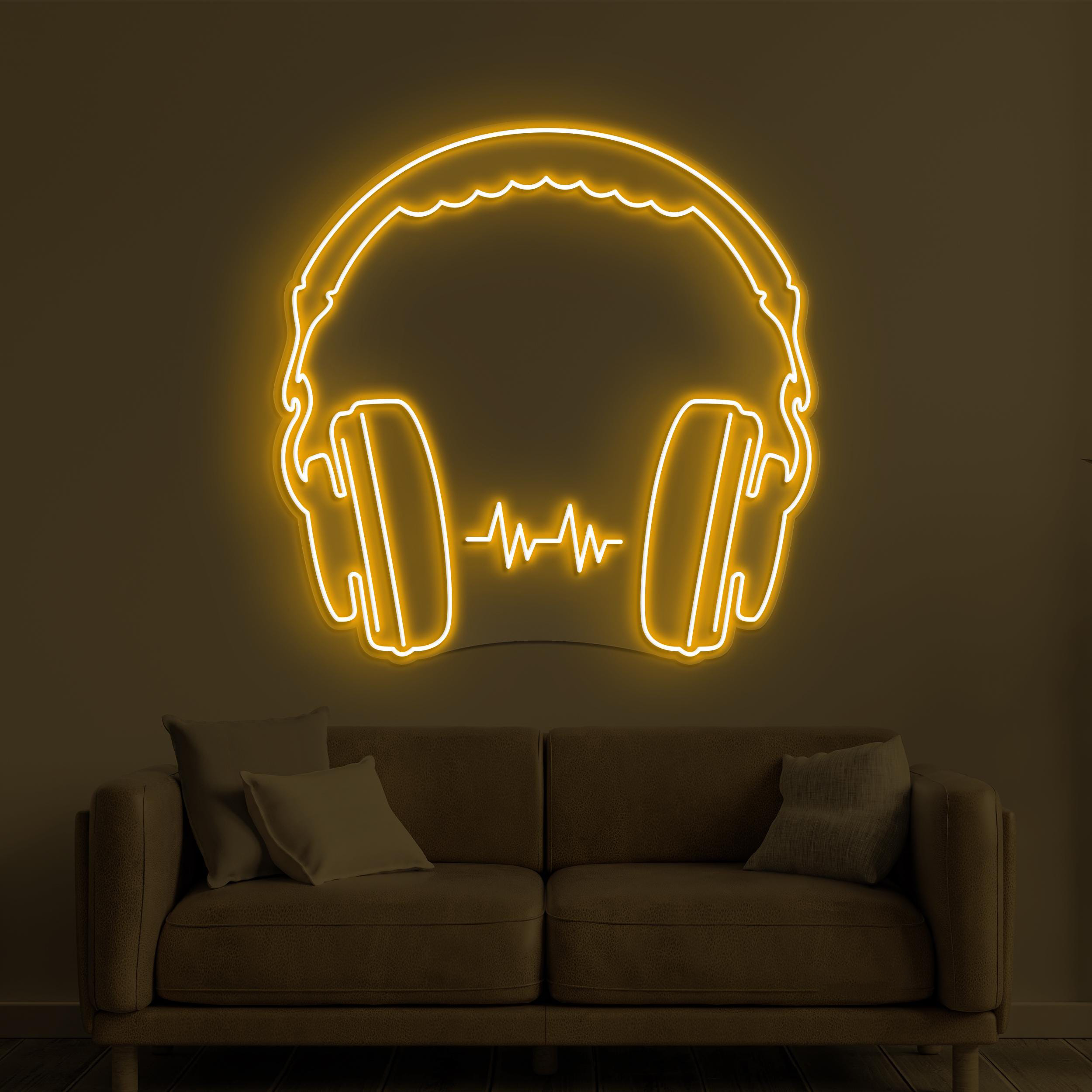 Headphones Neon Sign, Headphones LED Light, Music Room Wall Decor, Music Love Wall Art, Music Studio Decor, Headphones with Beat Art Sign