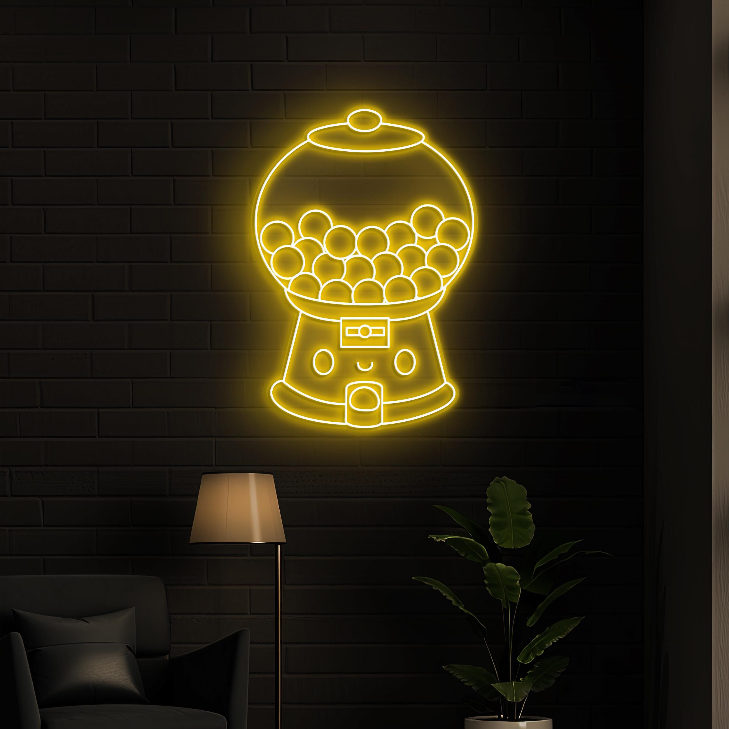 Gumball Machine Neon Sign, Gumball Machine LED Light, Gumball Machine Wall Art, Candy Machine LED Decor, Candy Lover Gift, Store, Shop Decor
