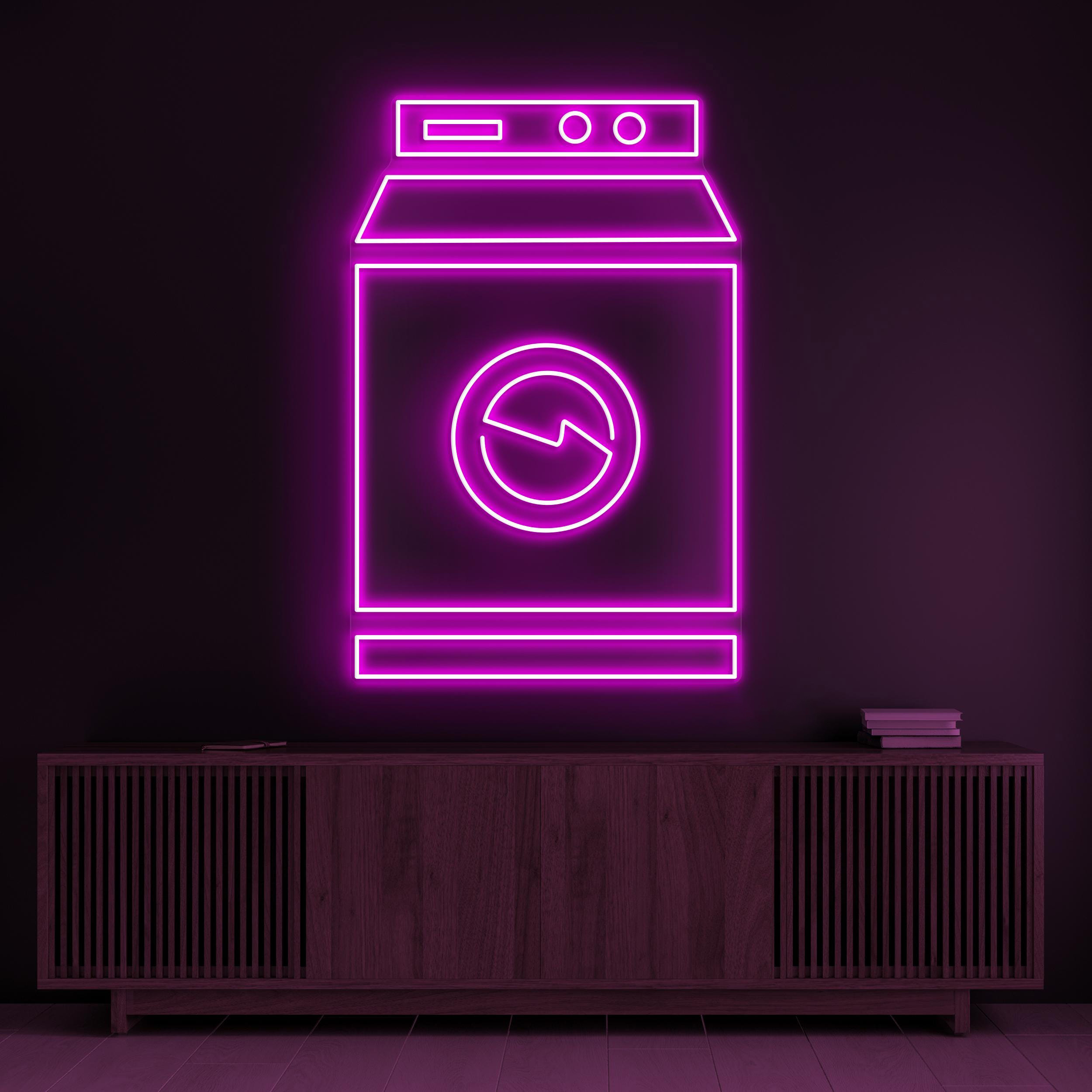 Washing Machine Neon Sign, Washing Machine LED Light, Laundry Room Wall Decor, Laundry Wash Art, Clothes Led Sign, Dry Clean Shop Decor