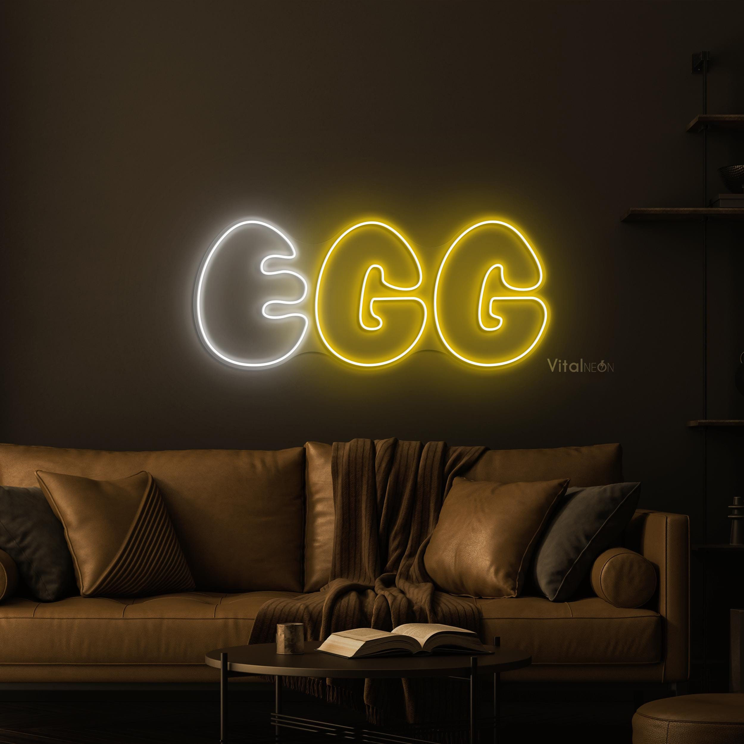 Egg Neon Sign, EGG led Light, EGG LED Neon Art, Breakfast Neon Light, Food Wall Decor, Cafe Wall Art, Kitchen Wall Decor, Gift for Egg Lover