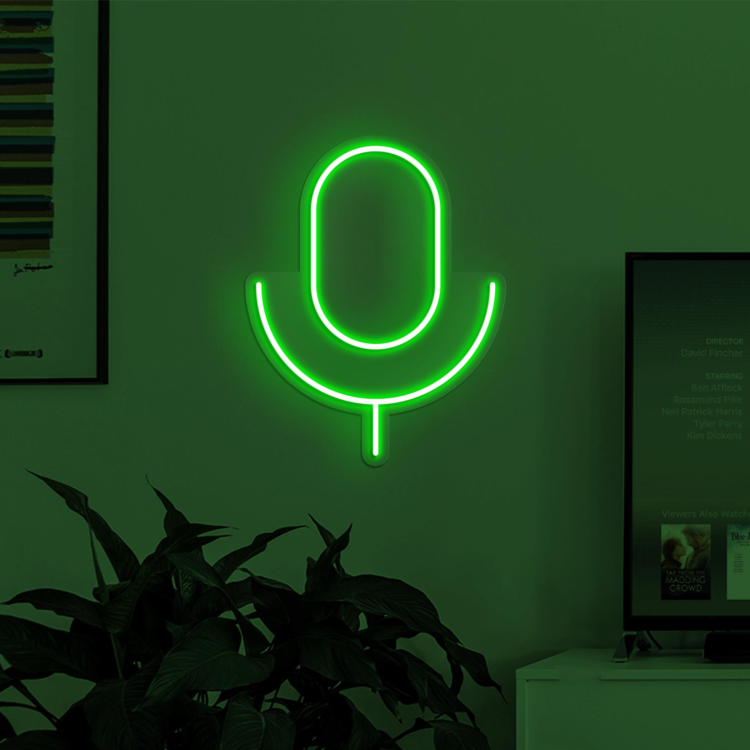 Microphone Neon Sign, Microphone LED Light, Podcast Wall Art, Music Room Wall Decor, Podcast LED Light, Neon Signs for Recording Studios