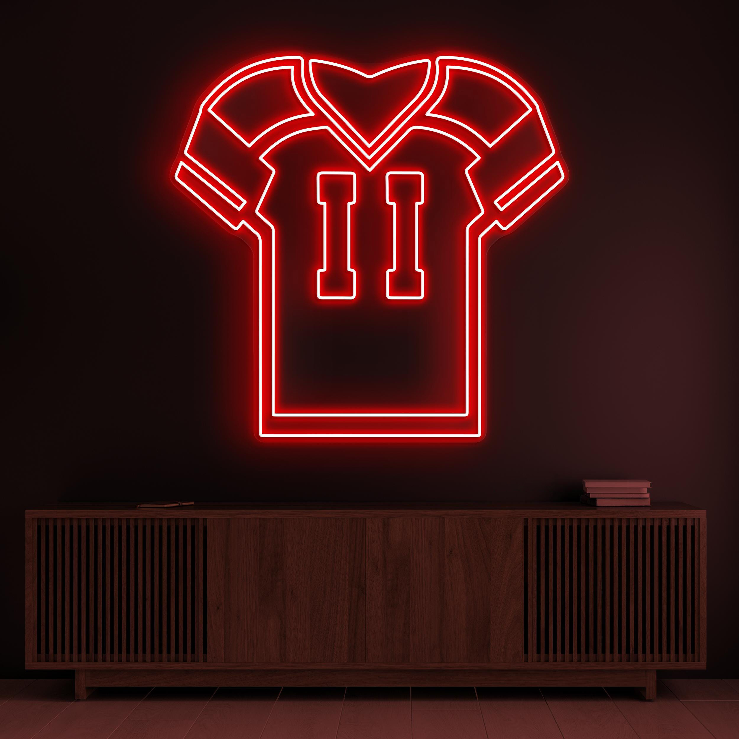 Football Jersey Neon Sign, Football Jersey LED Light, Jersey Custom Number Art, Sports Shop Wall Decor, Sports Fan Sign, Sports Shirt Sign