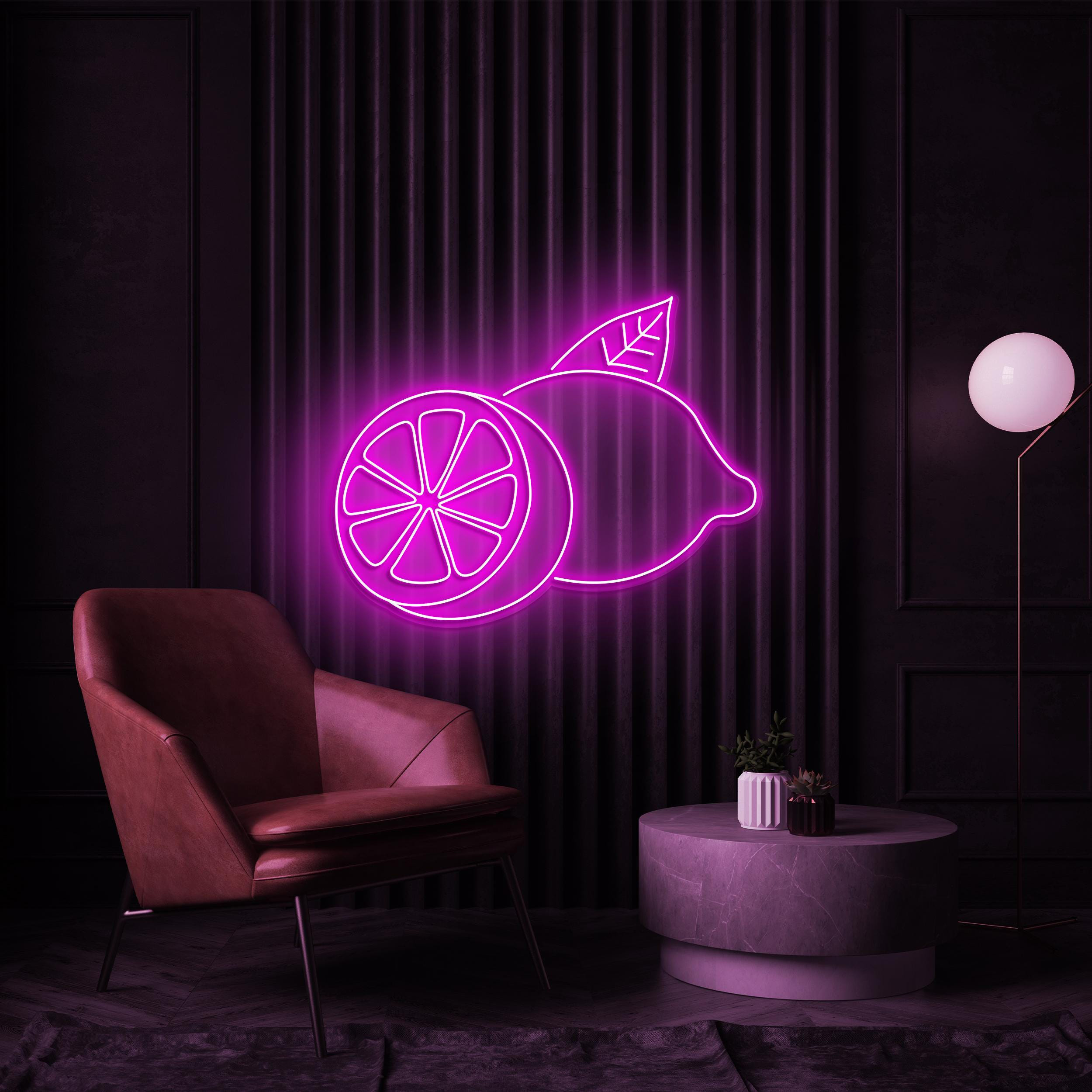 Lemon Neon Sign, Lime LED Light, Lemon with Leaf Wall Decor, Bar Pub Wall Art, Summer Beverage Neon Sign, Drink Corner Decor, Kitchen decor