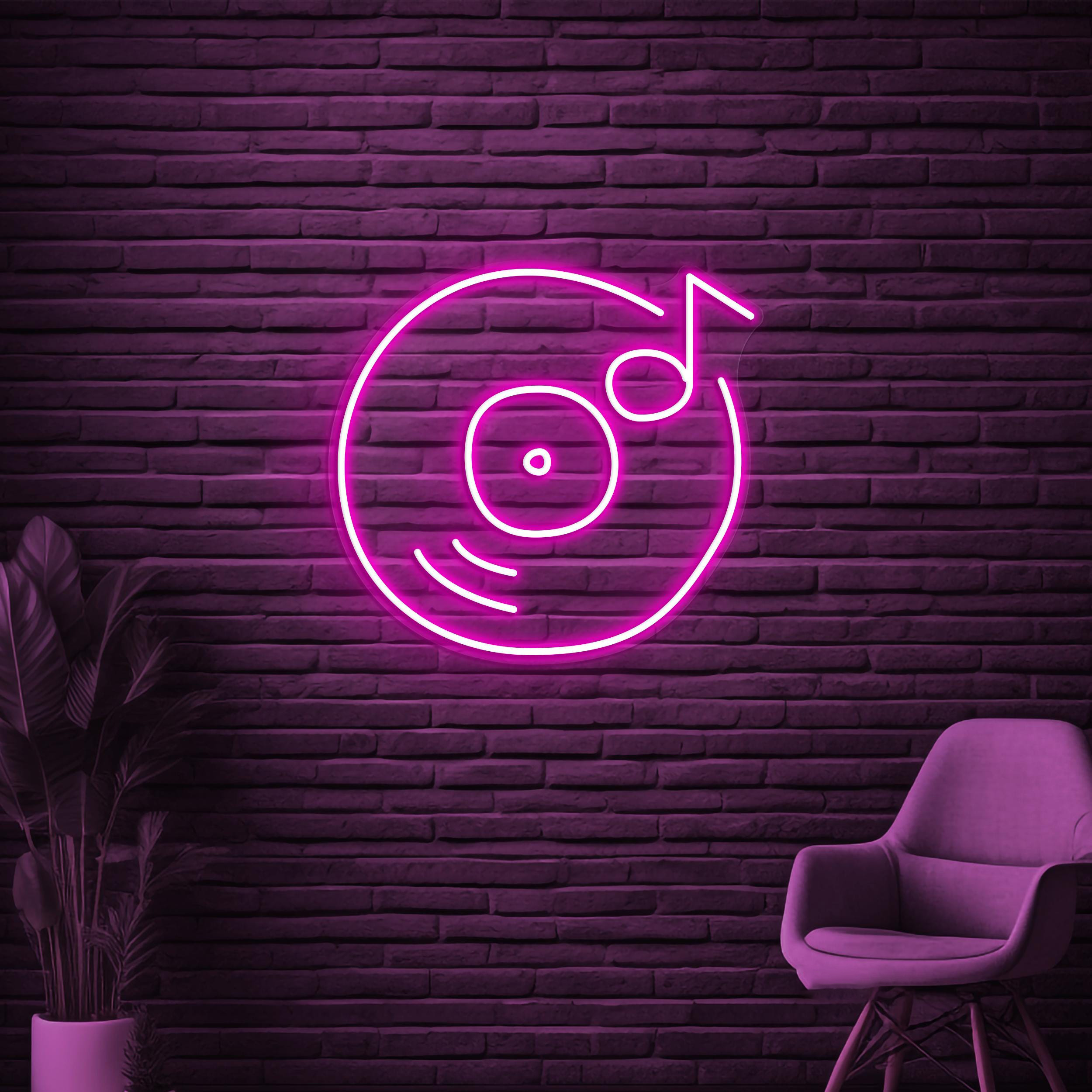 Vinyl Record Neon Sign, Vinyl Record LED Light, Music Records Wall Decor, DJ Neon Sign, Music Studio Wall Art, Bar Nightclub Neon Light