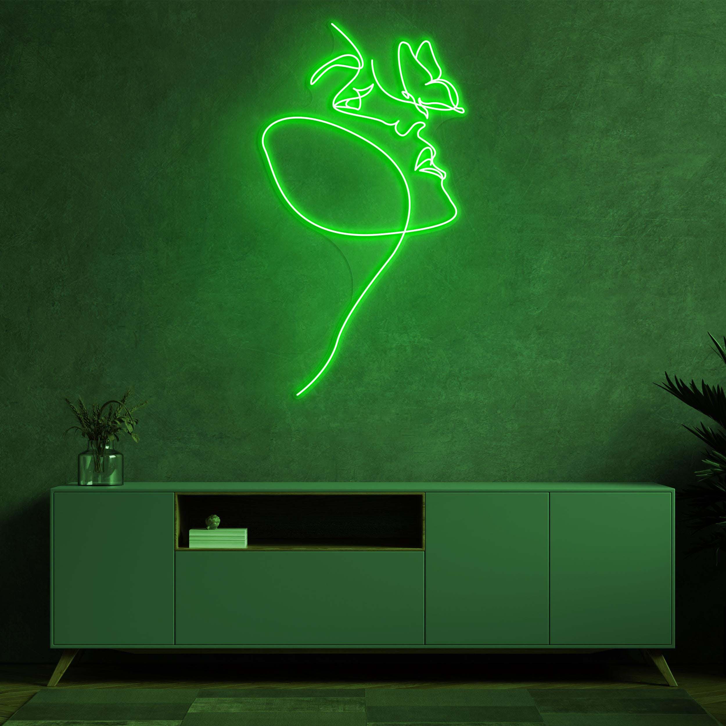 Face with Butterfly Neon Sign, Women Face with Butterfly light, Feminine Line Decor, Lady Wall Art, Neon Sign for Home, Shop & Beauty Bar
