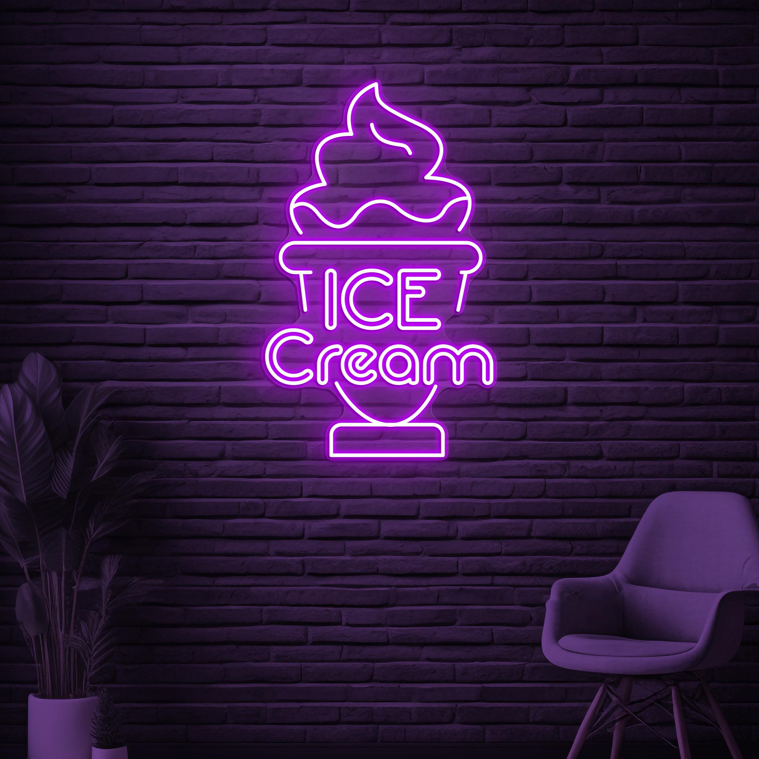 Ice Cream Neon Sign, Ice Cream LED Light, Sweet Dish Wall Decor, Ice Cream Cup Sign, Dessert Wall Art, Ice Cream Shop Decor, Ice Cream Lover