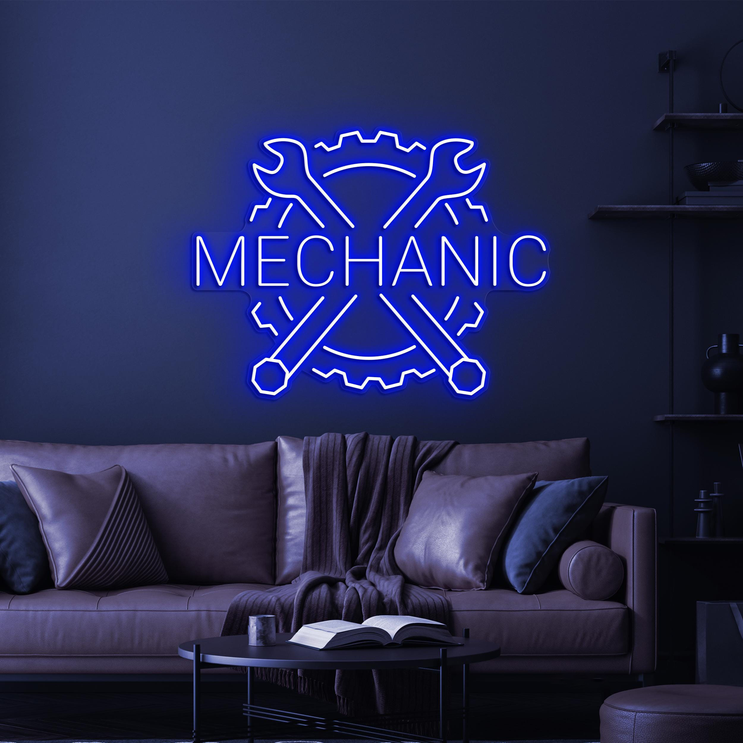 Mechanic Neon Sign, Mechanic LED Light, Garage Wall Decor, Work Shop Decor, Wrench Neon Sign, Car Repair Service Sign, Mechanic Tools Decor