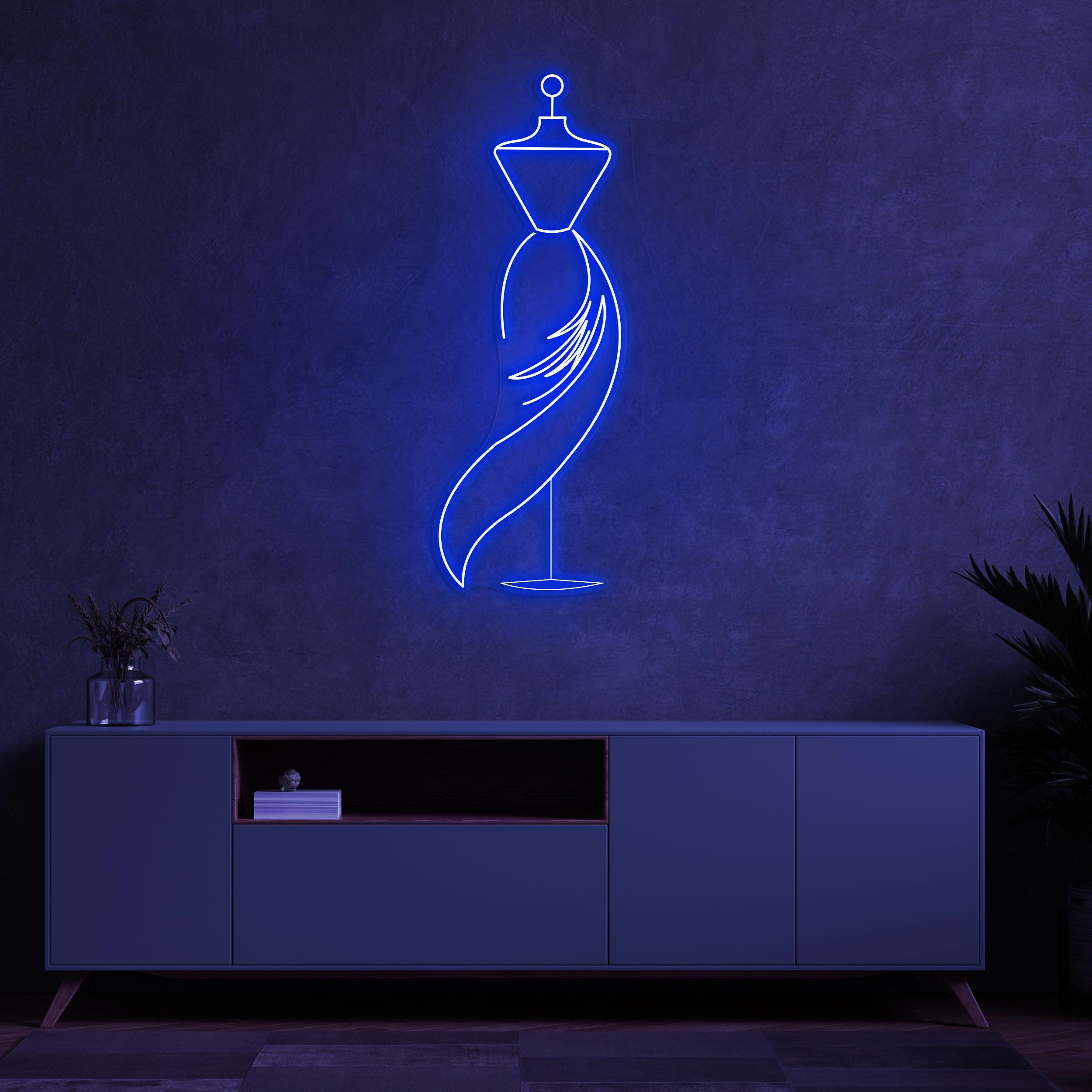Elegant Mannequin Neon Sign, Elegant Mannequin LED Light, Mannequin with Flowing Dress Neon, Dummy Neon Light, Custom Clothing Store Decor