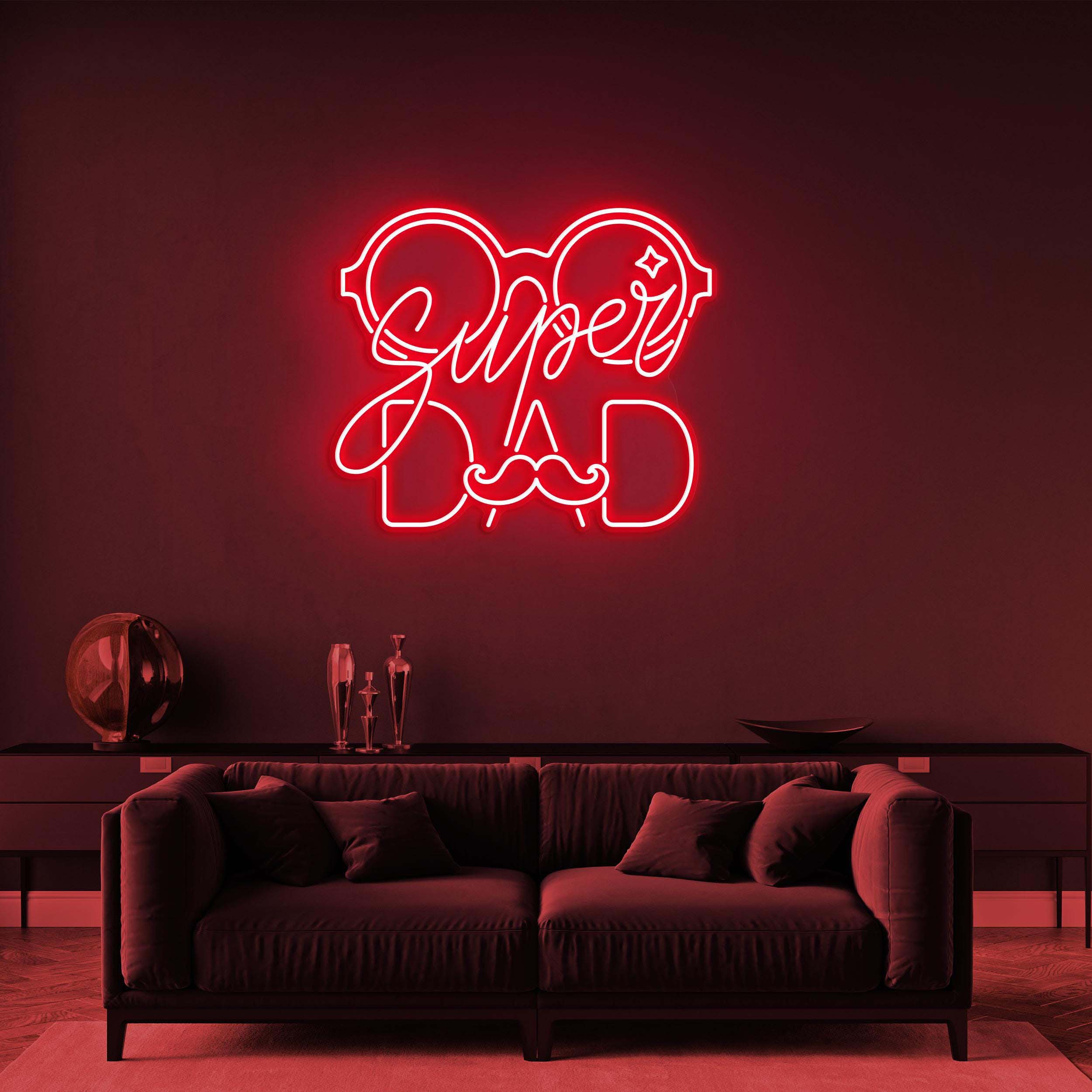 Super Dad Neon Sign, Super Dad LED Light, Moustache Dad Neon Art, Glasses Dad Sign, Home Wall Decor, Father Love Sign, Father's Day Gift