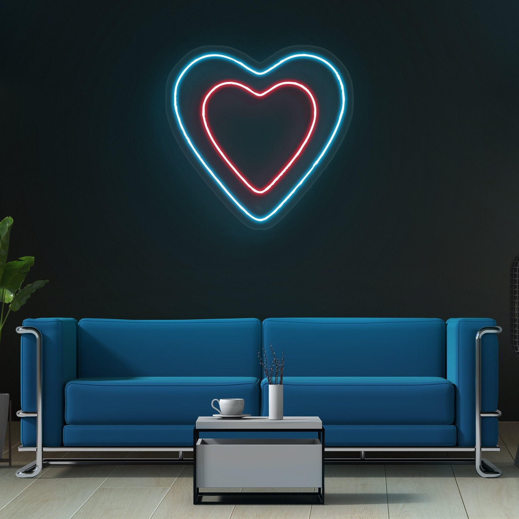 Heart in Heart Neon Sign, Romantic LED Wall Decor, Gift for Lovers, Weddings, Valentine's Day, Heart LED Light for Girl's Room, Party Decor