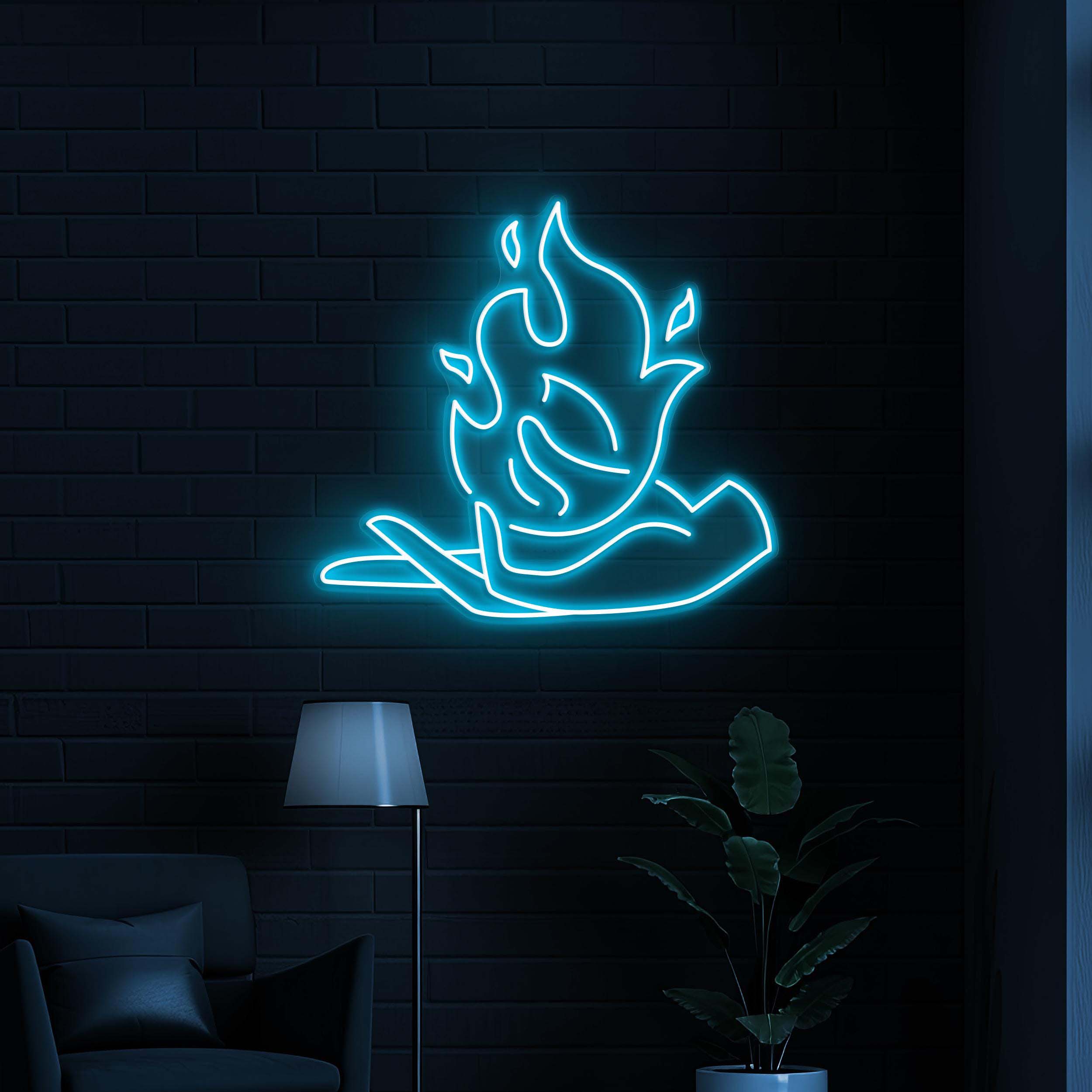 Fire in Hand Neon Sign, Fire in Hand LED Light, Fire in Hand Wall Decor, Burning Hand Wall Art, Flame in Hand Art, Party, Home & Room Decor