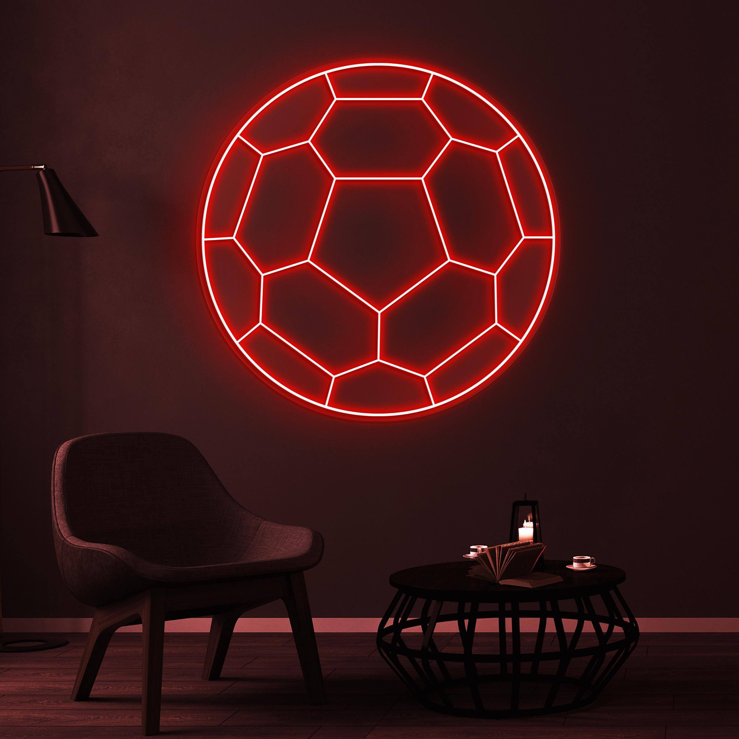 Soccer Ball Neon Sign, Soccer Ball LED Light, Football Lover Wall Art, Football Club Led Sign, Sports Shop Wall Decor, Game Room Neon Light