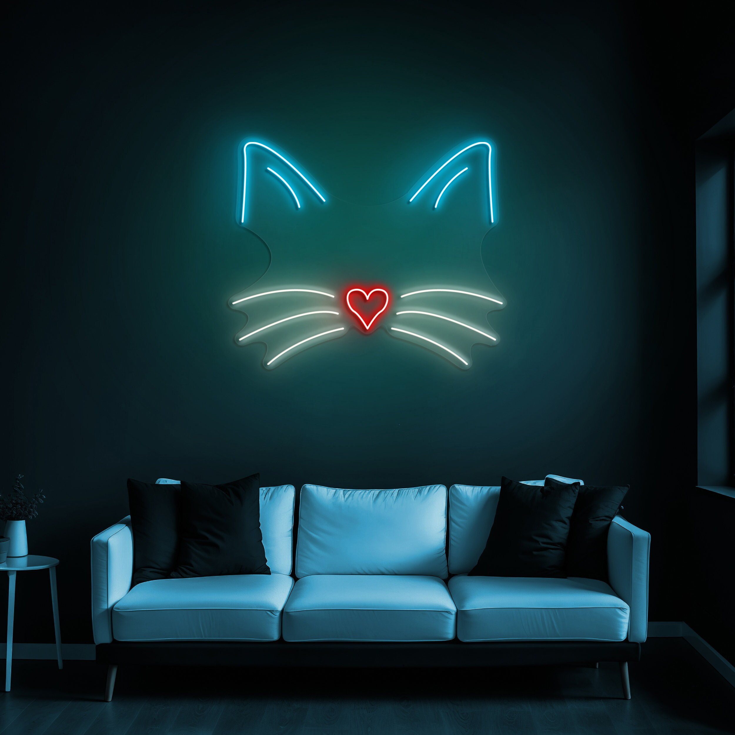 Cat Face Line Art LED Neon Sign, Cute Cat Decor for Kids' Rooms, Perfect Gift for Cat Lovers, Cat Decor, Pet Lover Sign for Home Decor, Gift