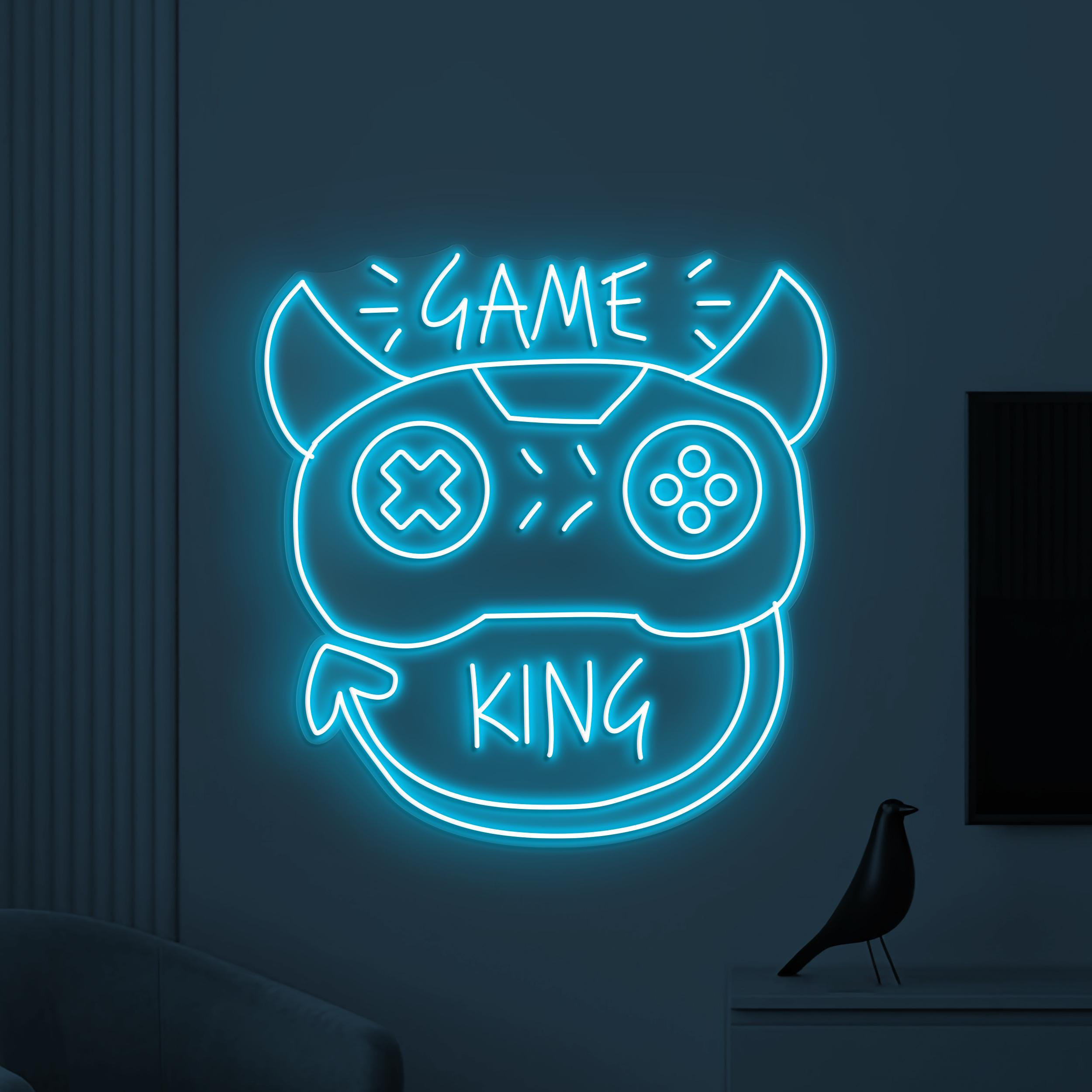 Game King Neon Sign, Game King LED Light, Game Controller Wall Decor, Devil Game Controller Art, Game Room Neon Light, Gaming Zone Decor