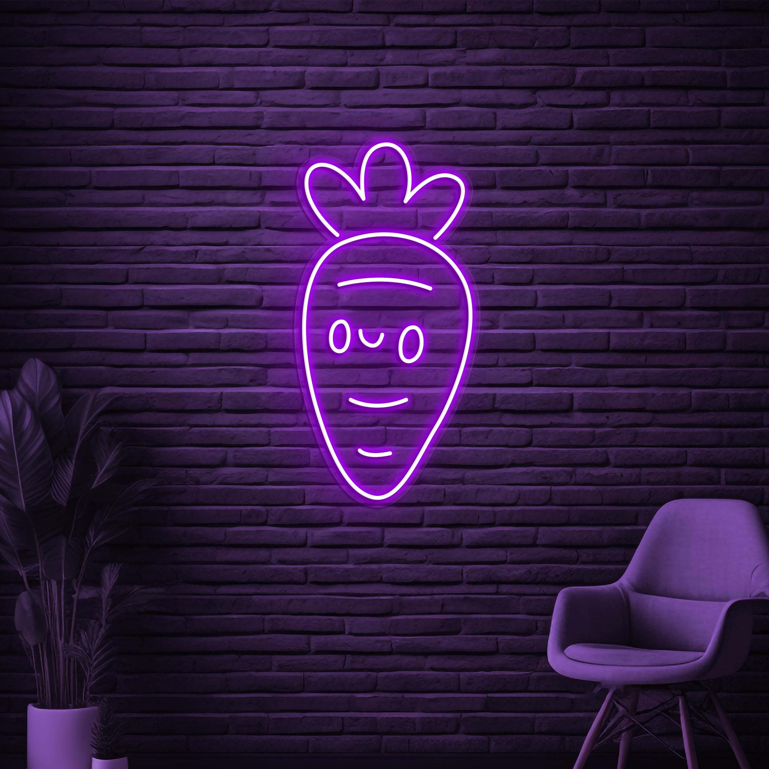 Carrot Neon Sign, Cute Carrot LED Light, Carrot Face Wall Decor, Vegetable Shop Neon Light, Custom Sign, Nursery Room Decor, Kitchen Decor