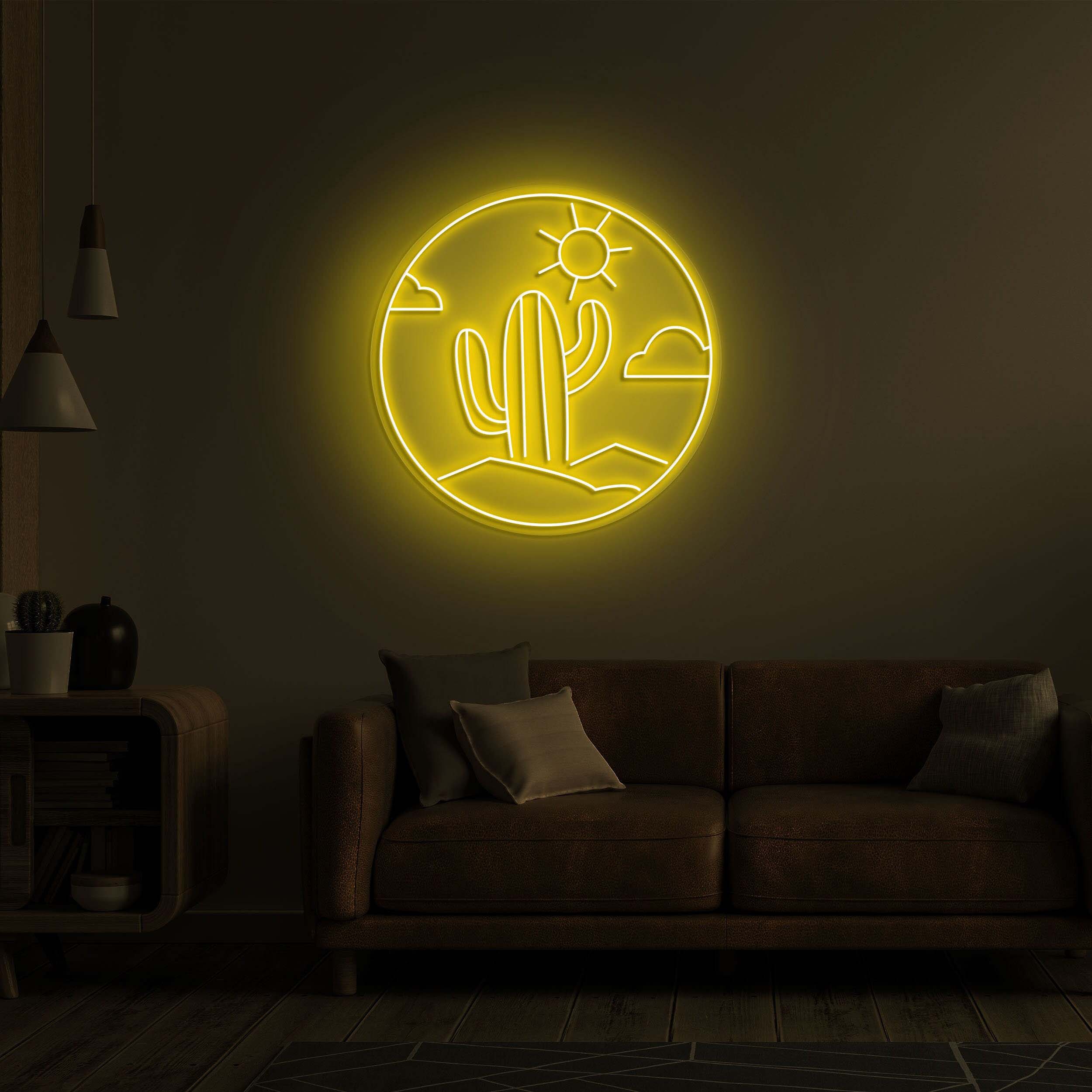 Desert Sunset Neon Light, Cactus Neon Sign for Bars and Southwest Events, Sunset Neon Decor, Gift for Desert Lovers, Cactus Neon Light Decor