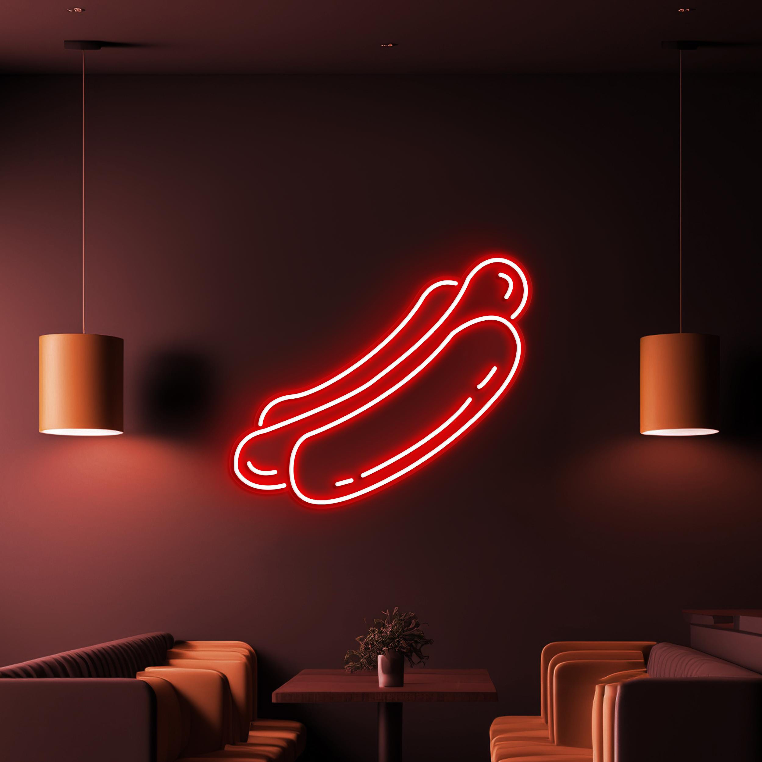 Hot Dog Neon Sign, Hot Dog LED Light, Fast Food Wall Decor, Kitchen Neon Light, Restaurants Wall Art, Hot Dog Shop Decor, Hot Dog Lover