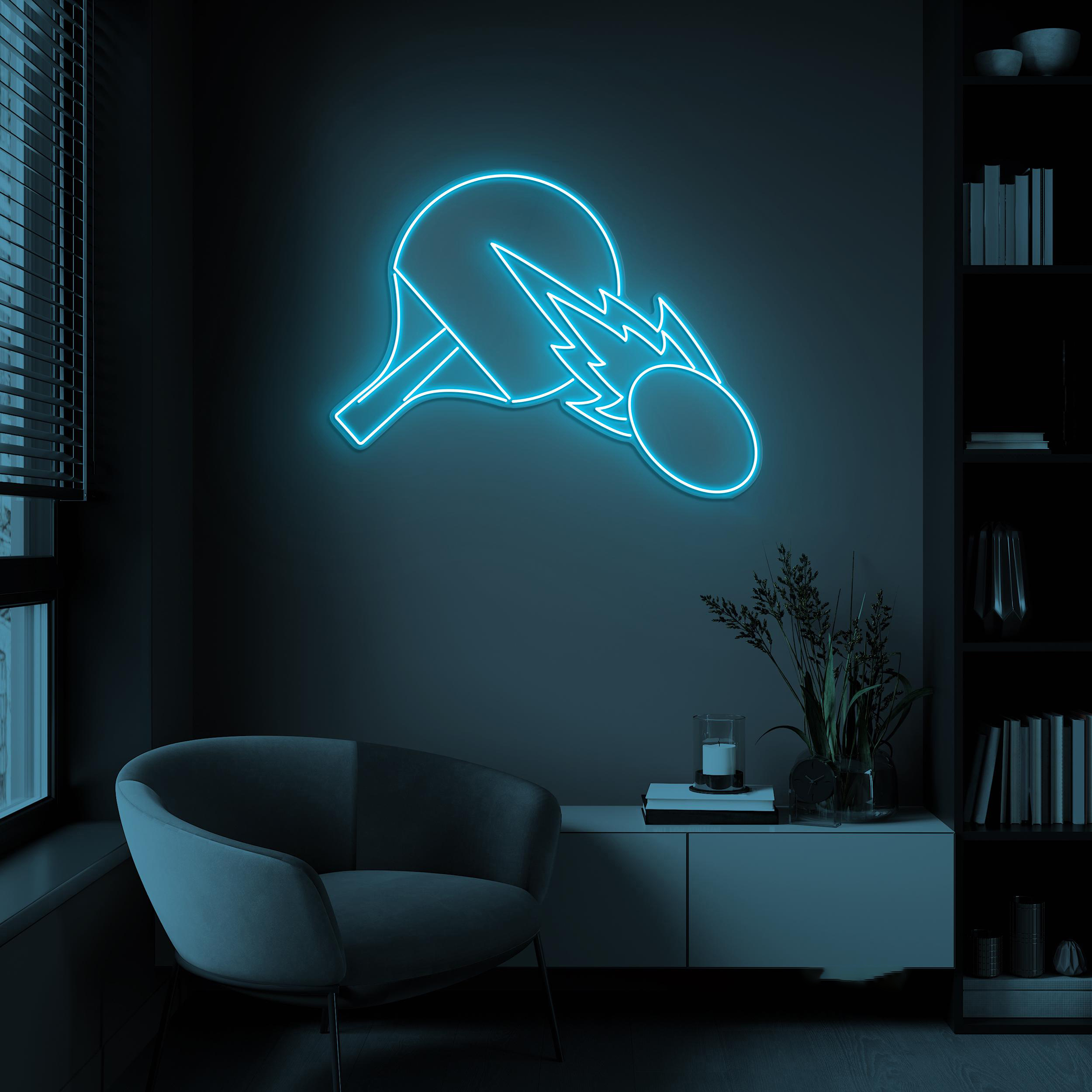 Table Tennis Neon Sign, Ping Pong LED Light, Table Tennis Racket Wall Decor, Table Tennis Ball Light, Sport Club Wall Art, Game Room Decor