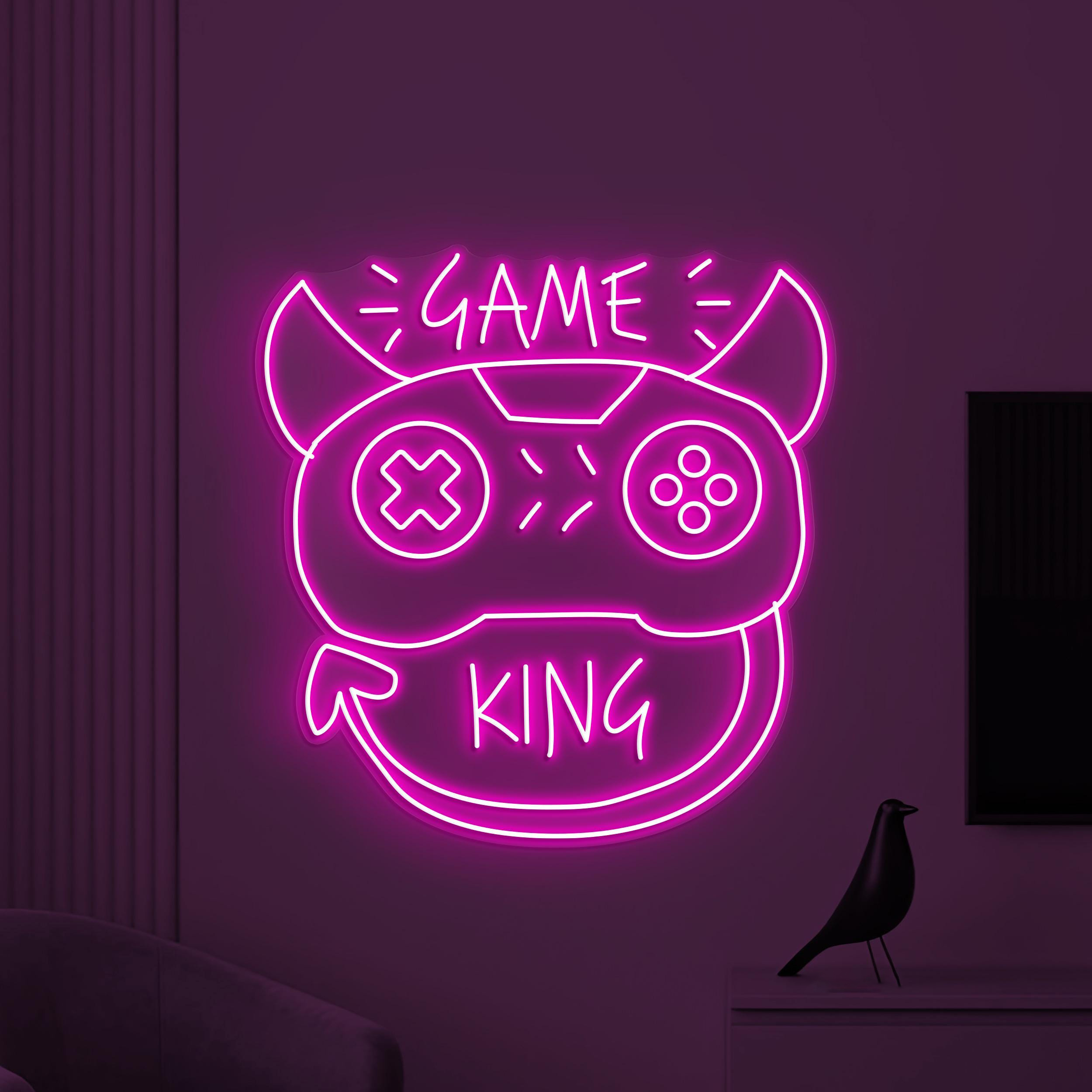 Game King Neon Sign, Game King LED Light, Game Controller Wall Decor, Devil Game Controller Art, Game Room Neon Light, Gaming Zone Decor