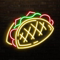 Taco Neon Sign, Taco Sandwich LED Light, Taco Sandwich Wall Art, Mexican Food Wall Decor, Kitchen Neon Light, Fast Food Neon Art, Taco Lover