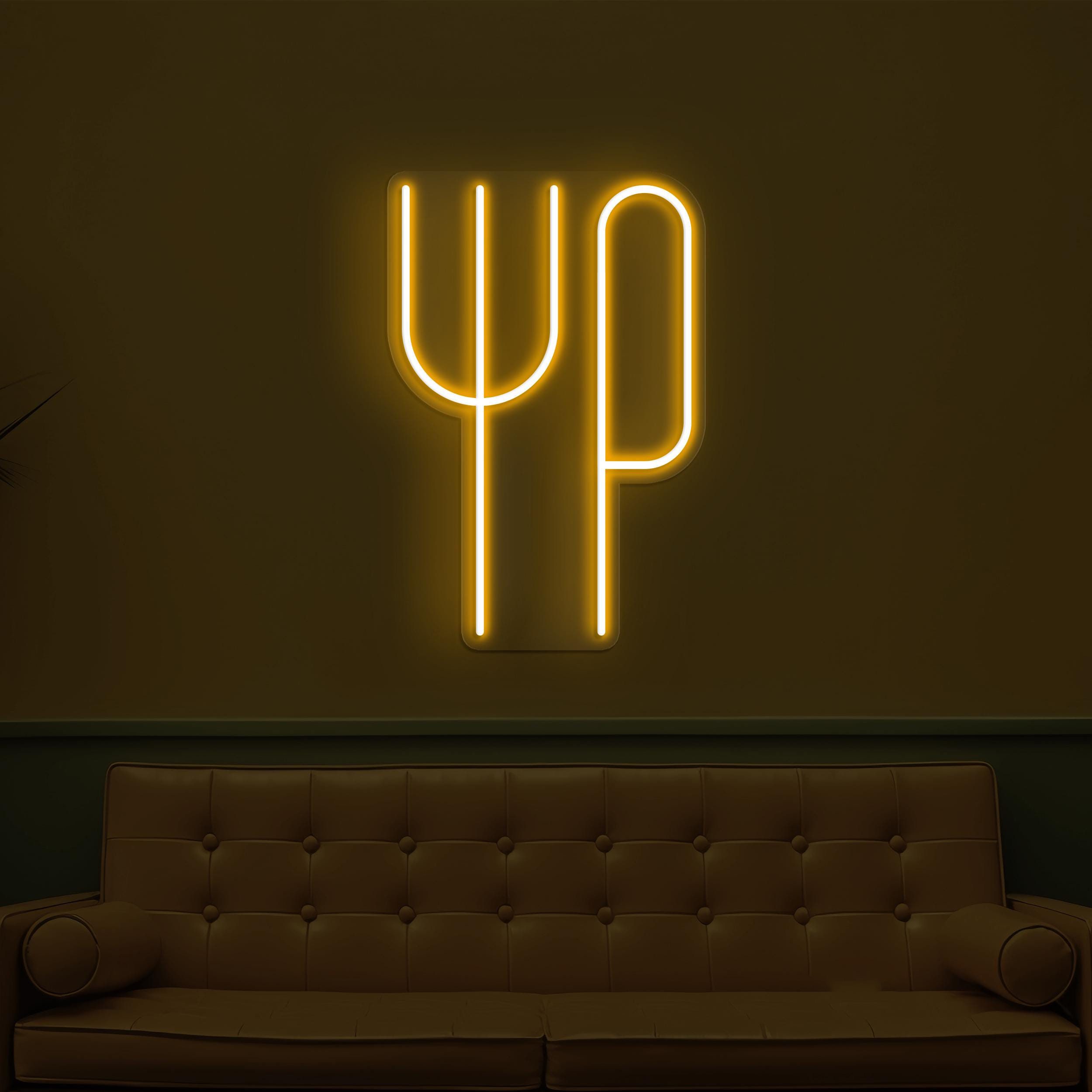 Fork and Knife Neon Sign, Fork-Knife LED Light, Stylish Fork & Knife Wall Decor, Cafe, Bar Wall Art, Restaurants Neon Sign, Foodie Love Art