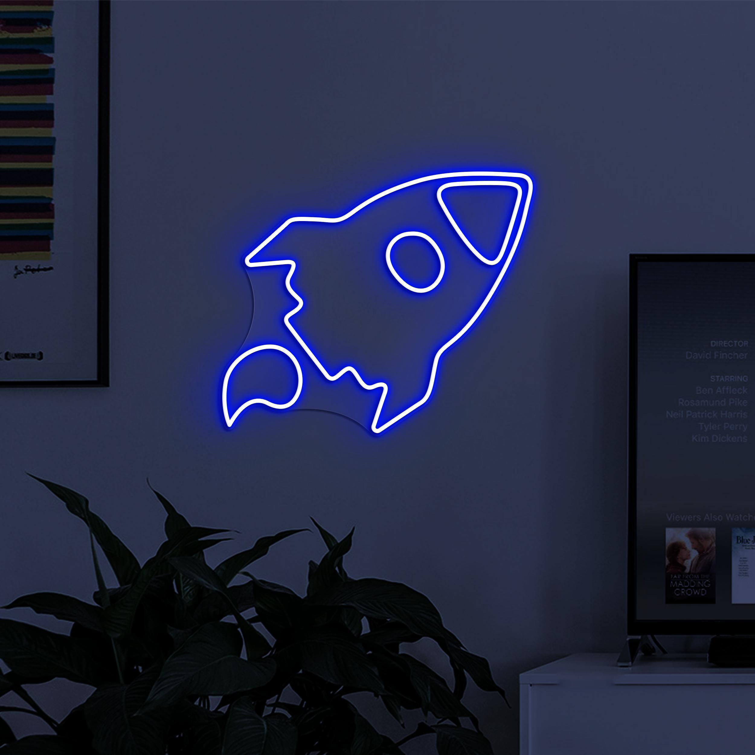 Rocket Neon Sign, Rocket LED Light, Space Exploration Wall Decor, Space Ship Wall Art, Kids Room Neon Light, Game Room Wall Art, Home Decor