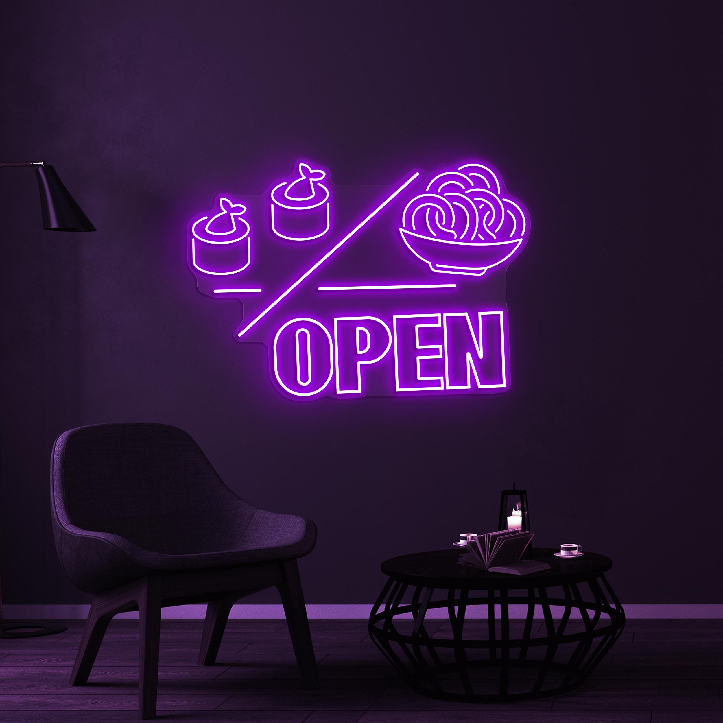 Open Neon Sign, Sushi Open LED Light, Kitchen Wall Decor, Restaurant Wall Light, Business Logo Sign, Japanese Food Sign, Cafe Bar Neon Decor
