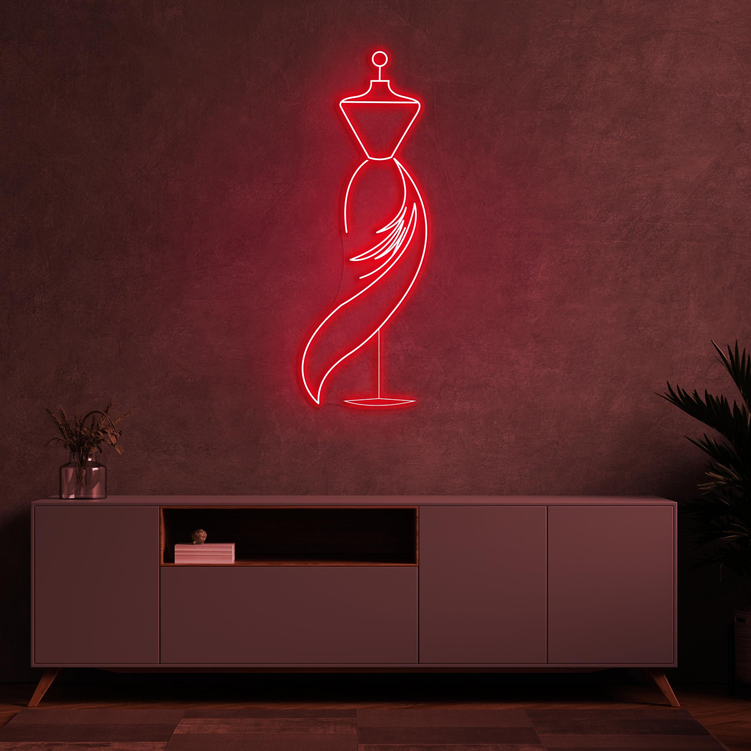 Elegant Mannequin Neon Sign, Elegant Mannequin LED Light, Mannequin with Flowing Dress Neon, Dummy Neon Light, Custom Clothing Store Decor