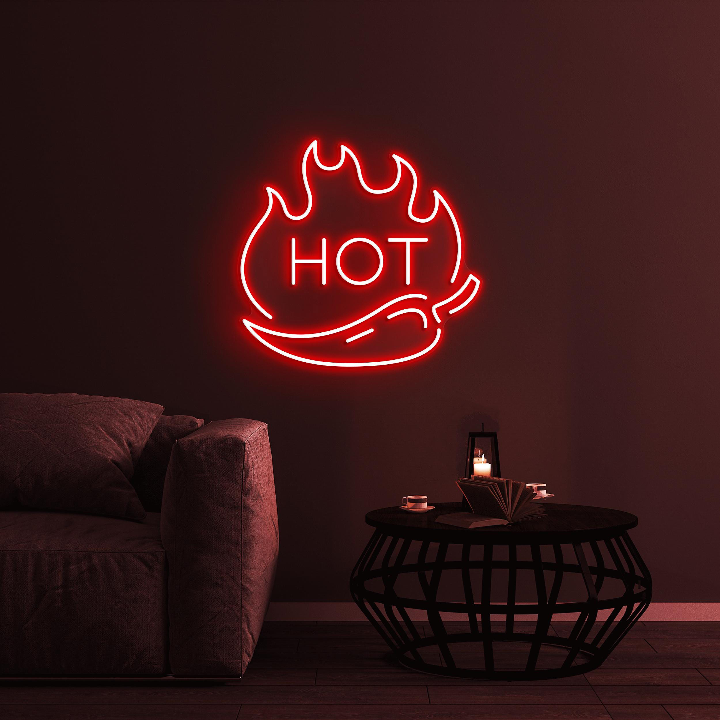 Hot Chili Pepper Neon Sign, Hot Chili Pepper LED Light, Hot Flame Wall Decor, Spicy Sensation Decor, Fire Chili Art, Spice Pepper Lover Gift