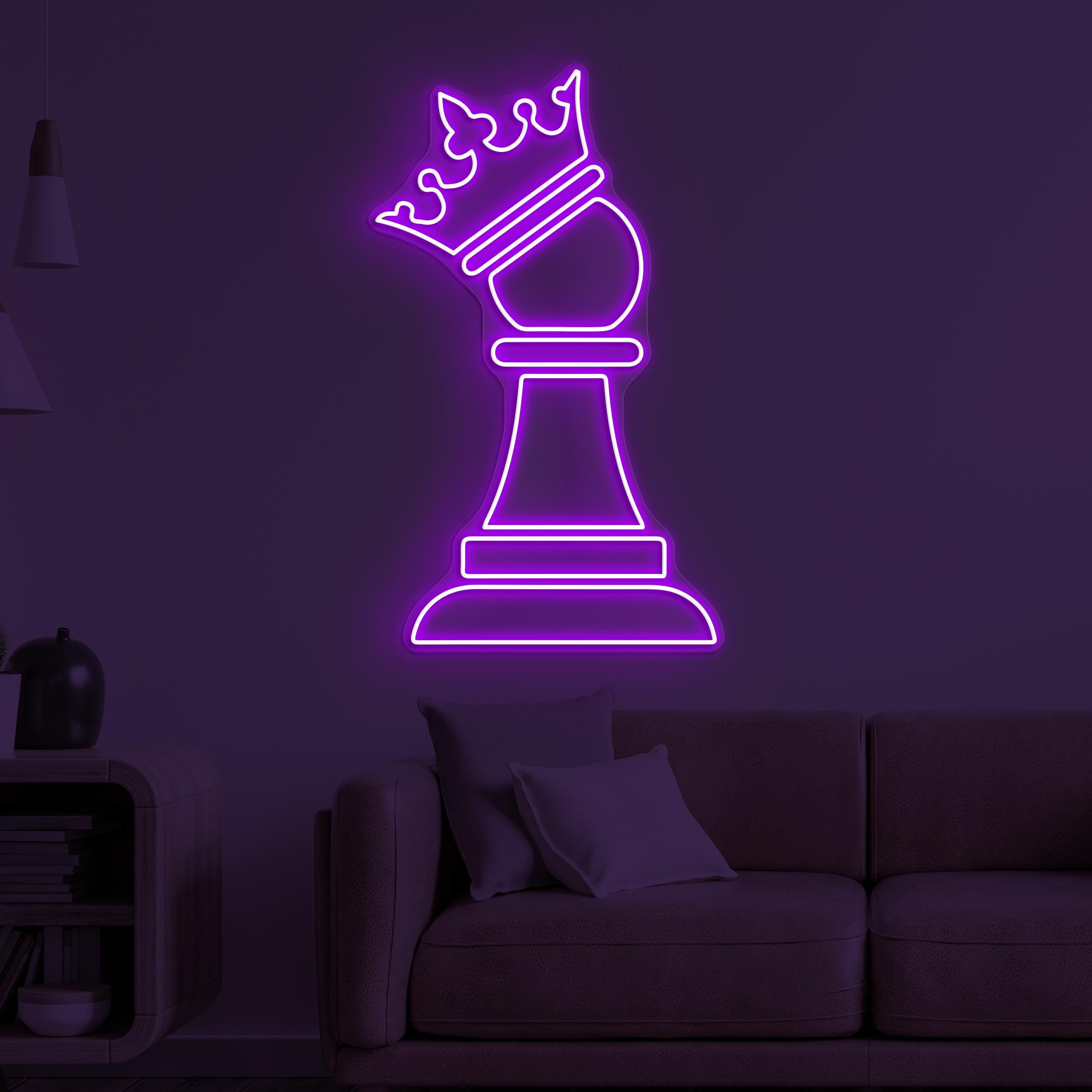Chess King Neon Sign, Chess King LED Light, Checkmate LED Neon Art, Chessboard Neon Light, Game Room Wall Art, Office Wall Art, Custom Sign